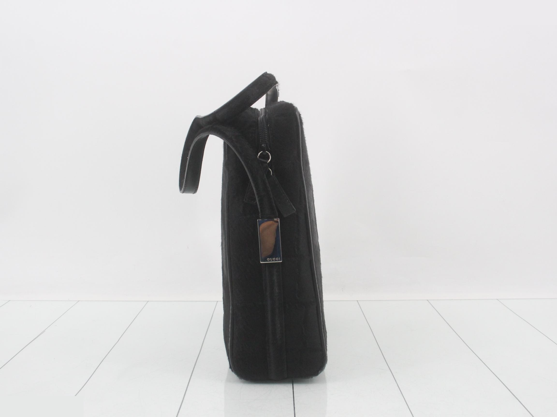 001-2058-1758-5 Vintage Shoulder Bag, Calf Hair, Black — view 4