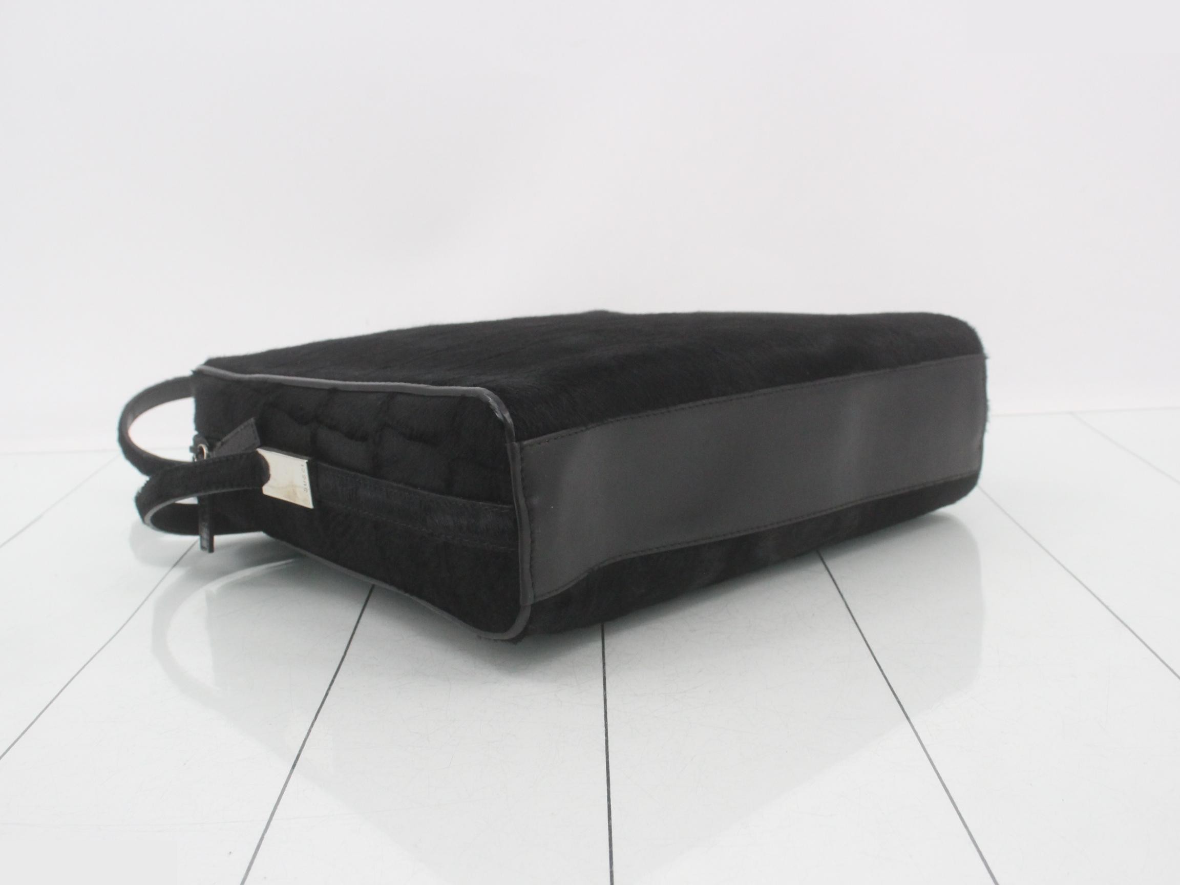 001-2058-1758-5 Vintage Shoulder Bag, Calf Hair, Black — view 5