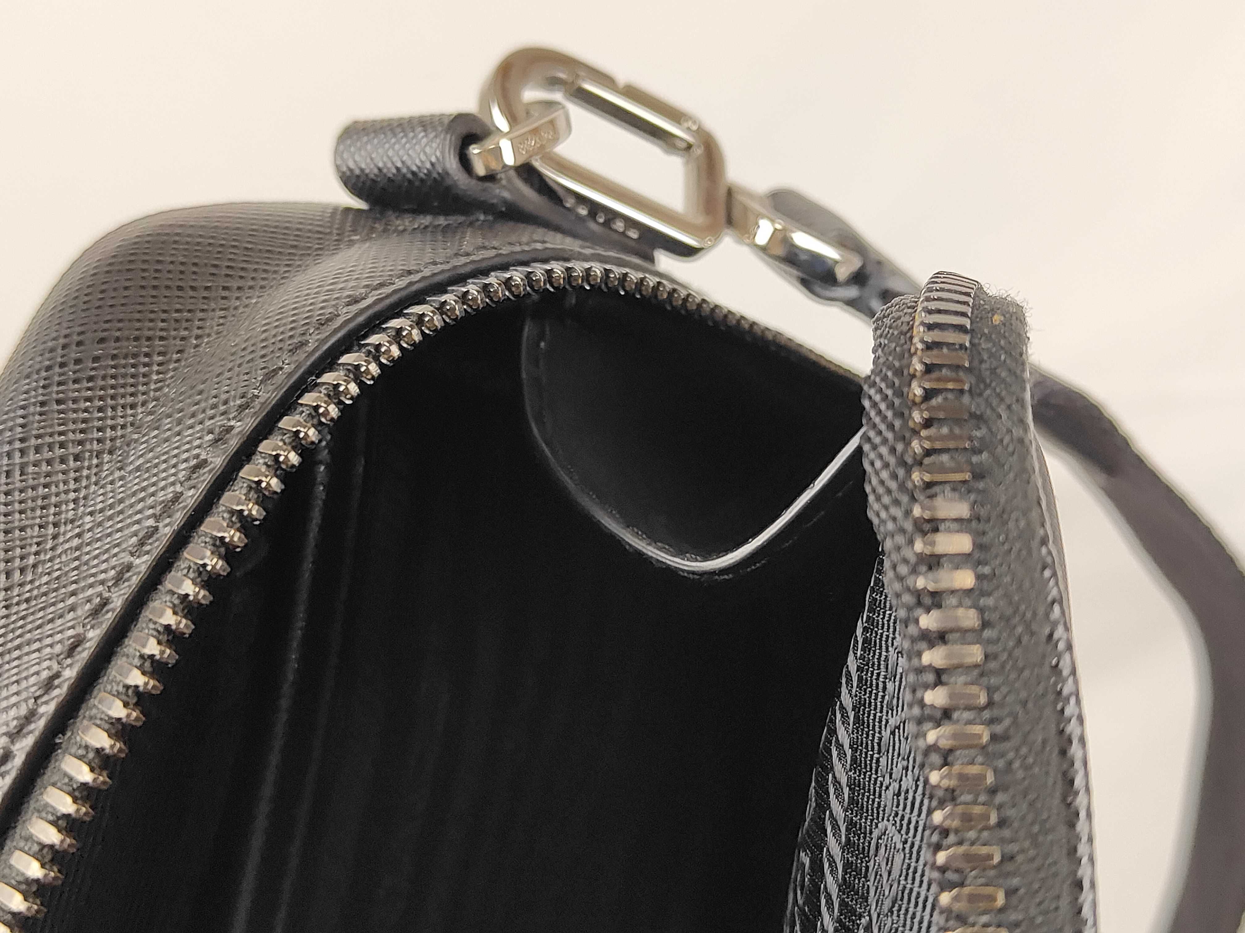 Tessuto Nylon Saffiano Shoulder Bag, Black, 2VH070 (Shoulder Bag) — view 13