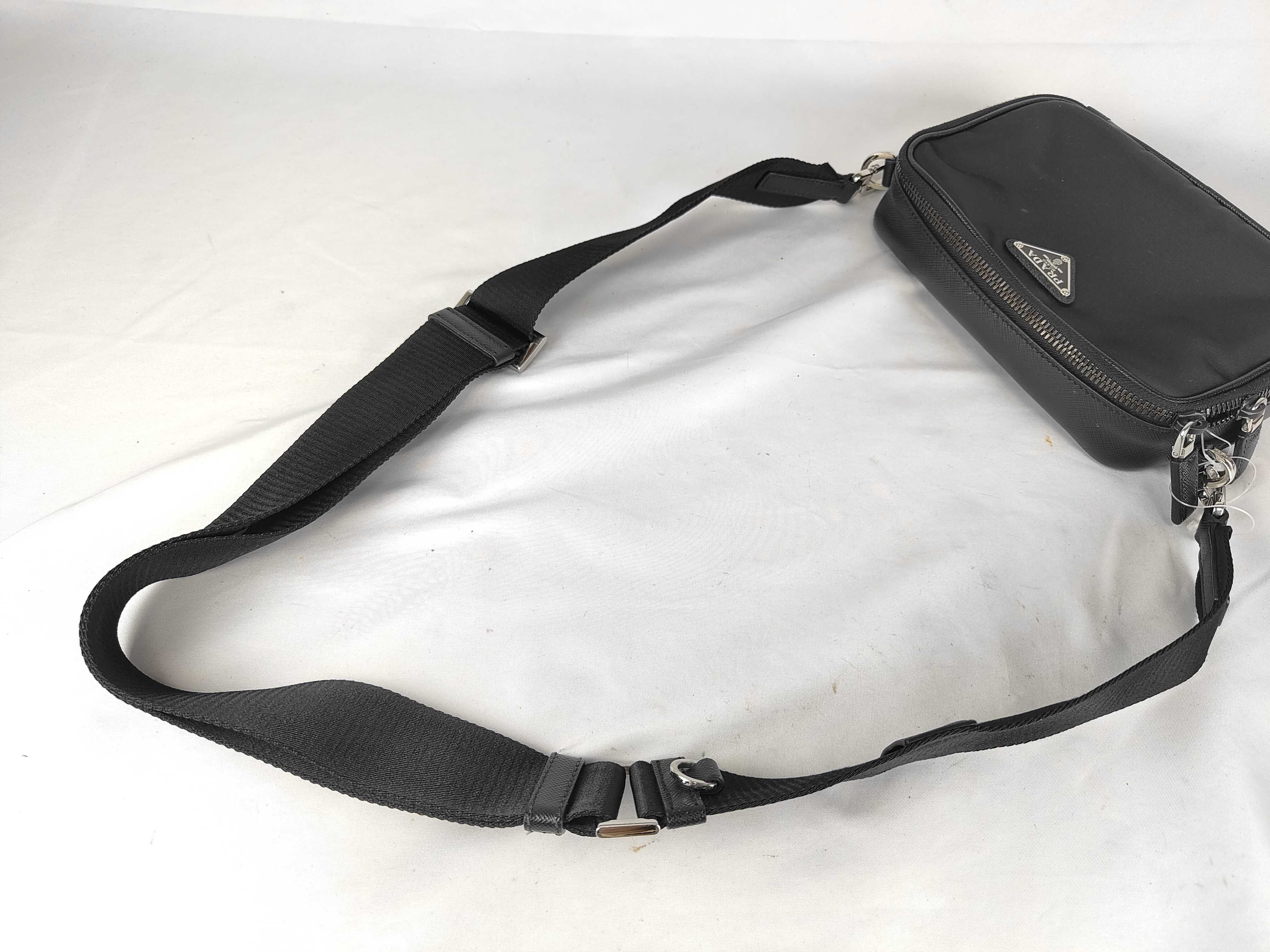 Tessuto Nylon Saffiano Shoulder Bag, Black, 2VH070 (Shoulder Bag) — view 3