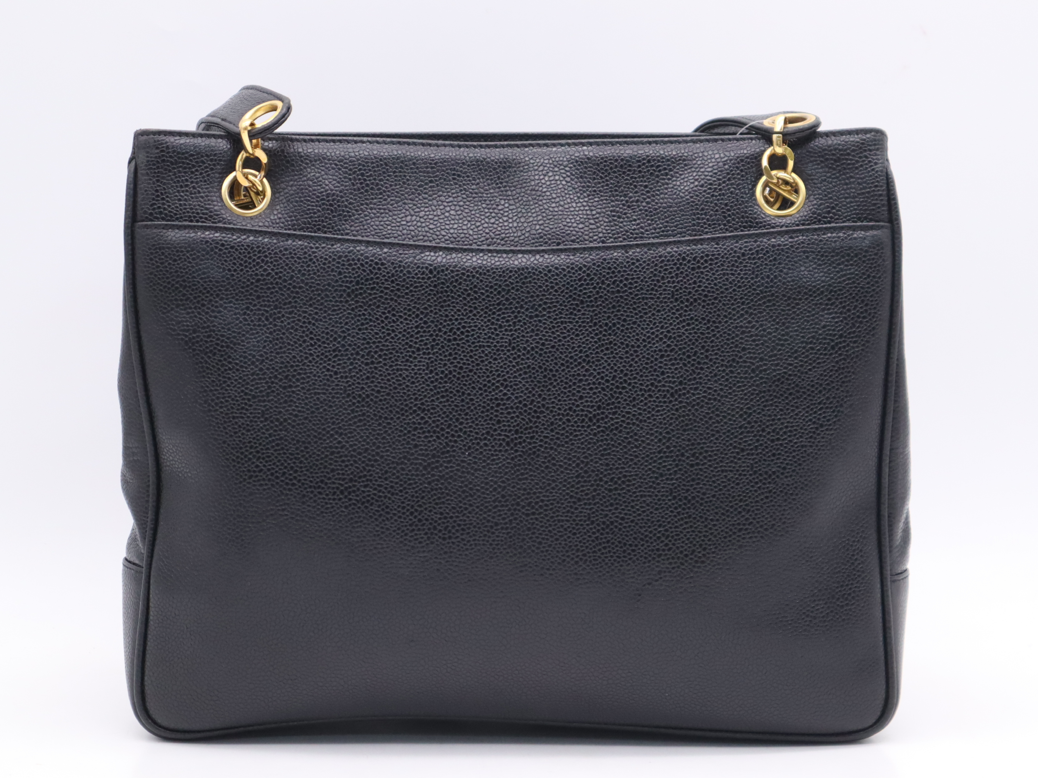 Caviar Skin Coco Mark Black Gold Hardware Handbag — view 2