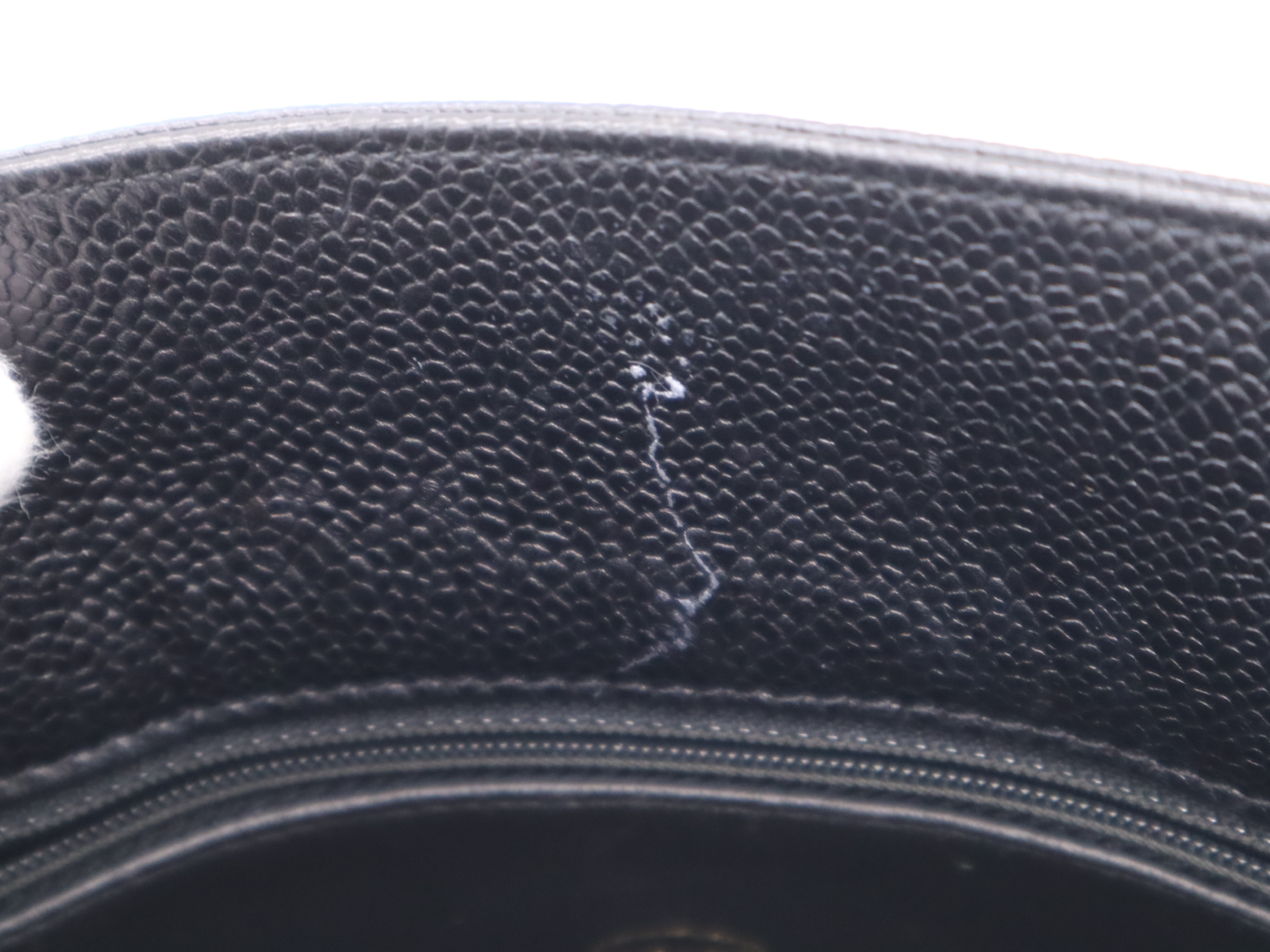 Caviar Skin Coco Mark Black Gold Hardware Handbag — view 11