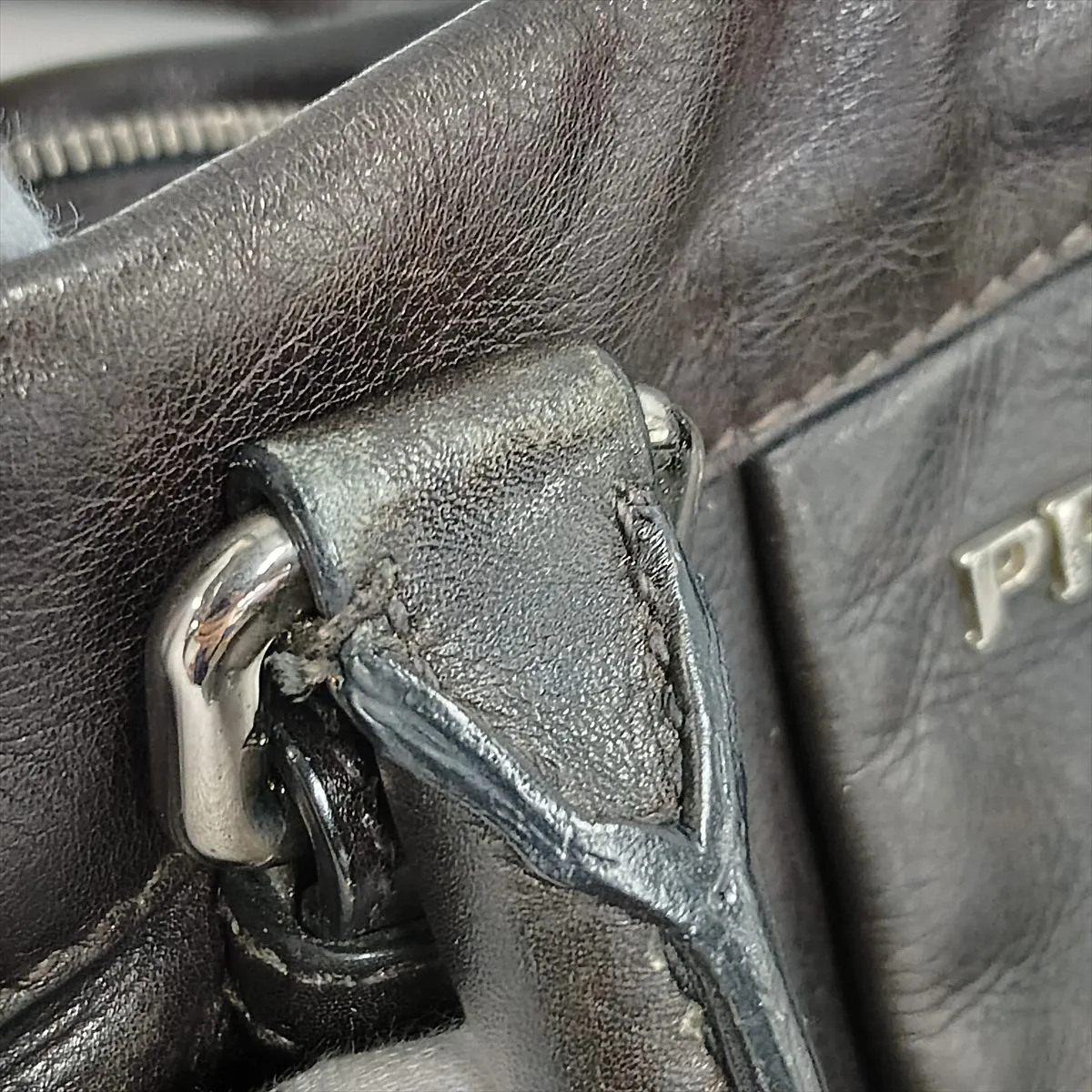 Leather 2-Way Handbag, Black — view 12
