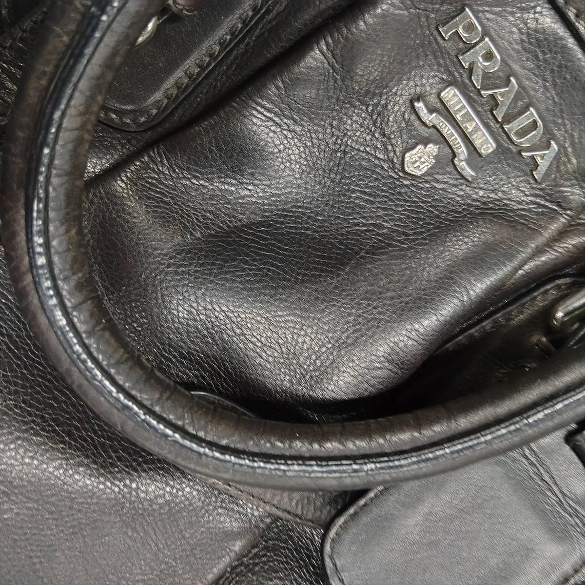 Leather 2-Way Handbag, Black — view 13