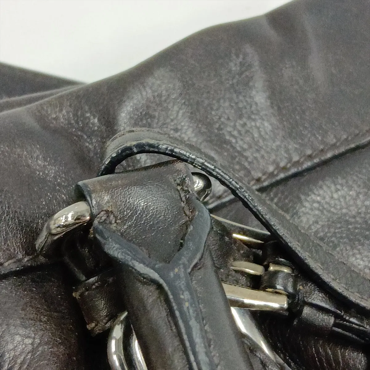 Leather 2-Way Handbag, Black — view 15