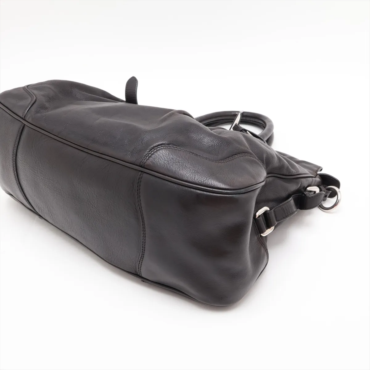 Leather 2-Way Handbag, Black — view 3