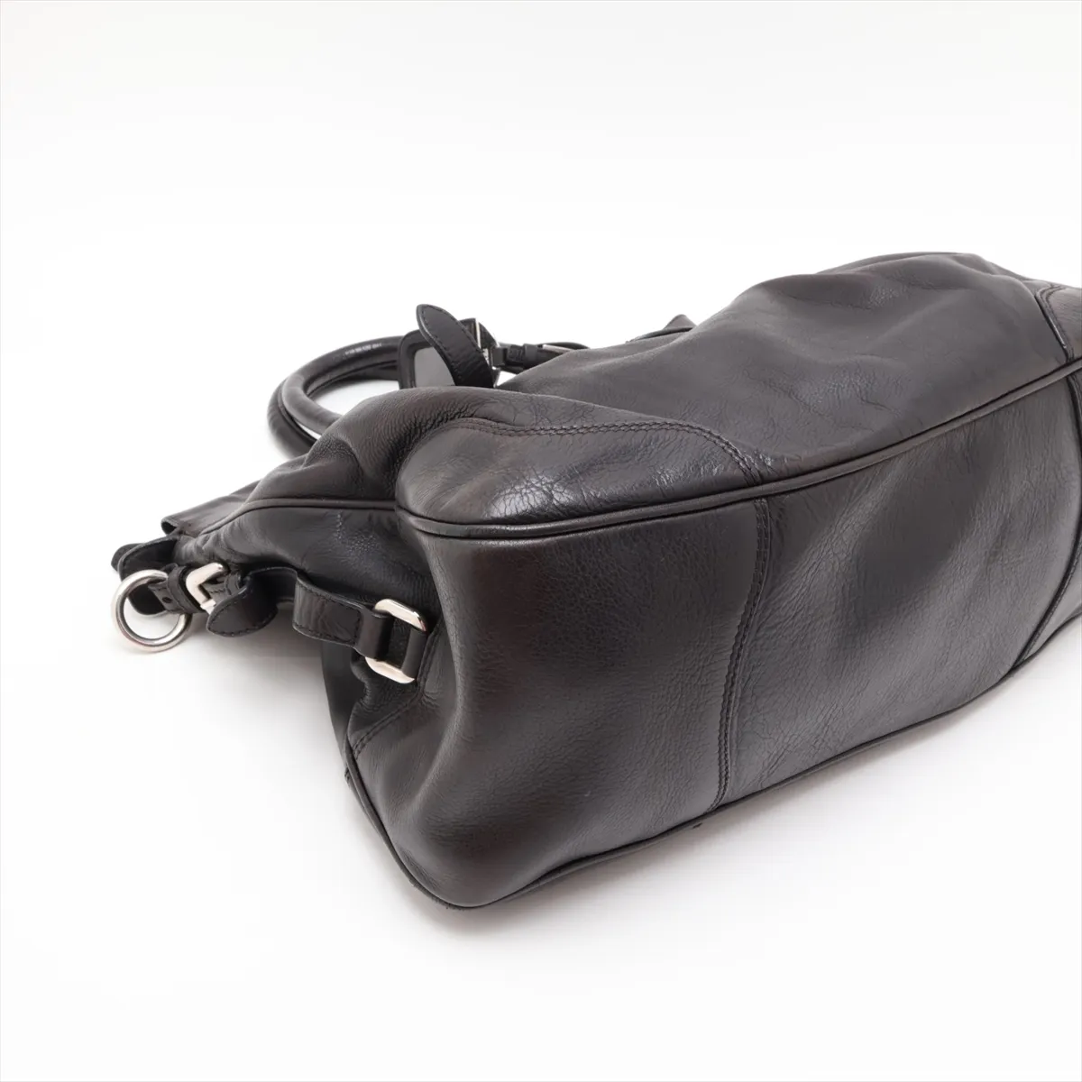 Leather 2-Way Handbag, Black — view 4