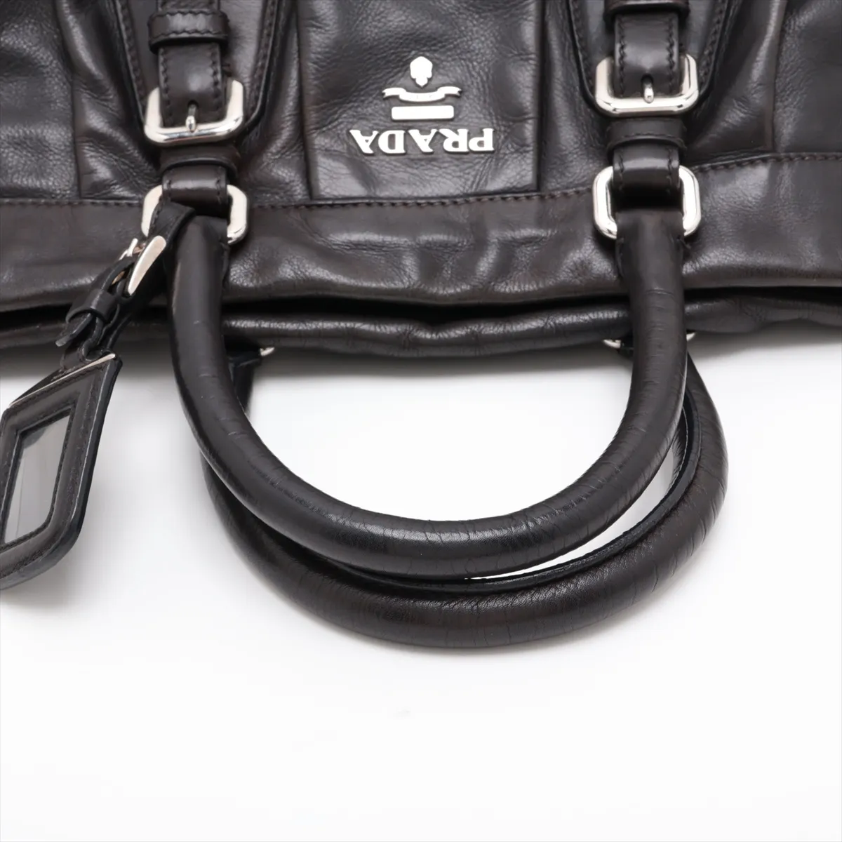 Leather 2-Way Handbag, Black — view 5