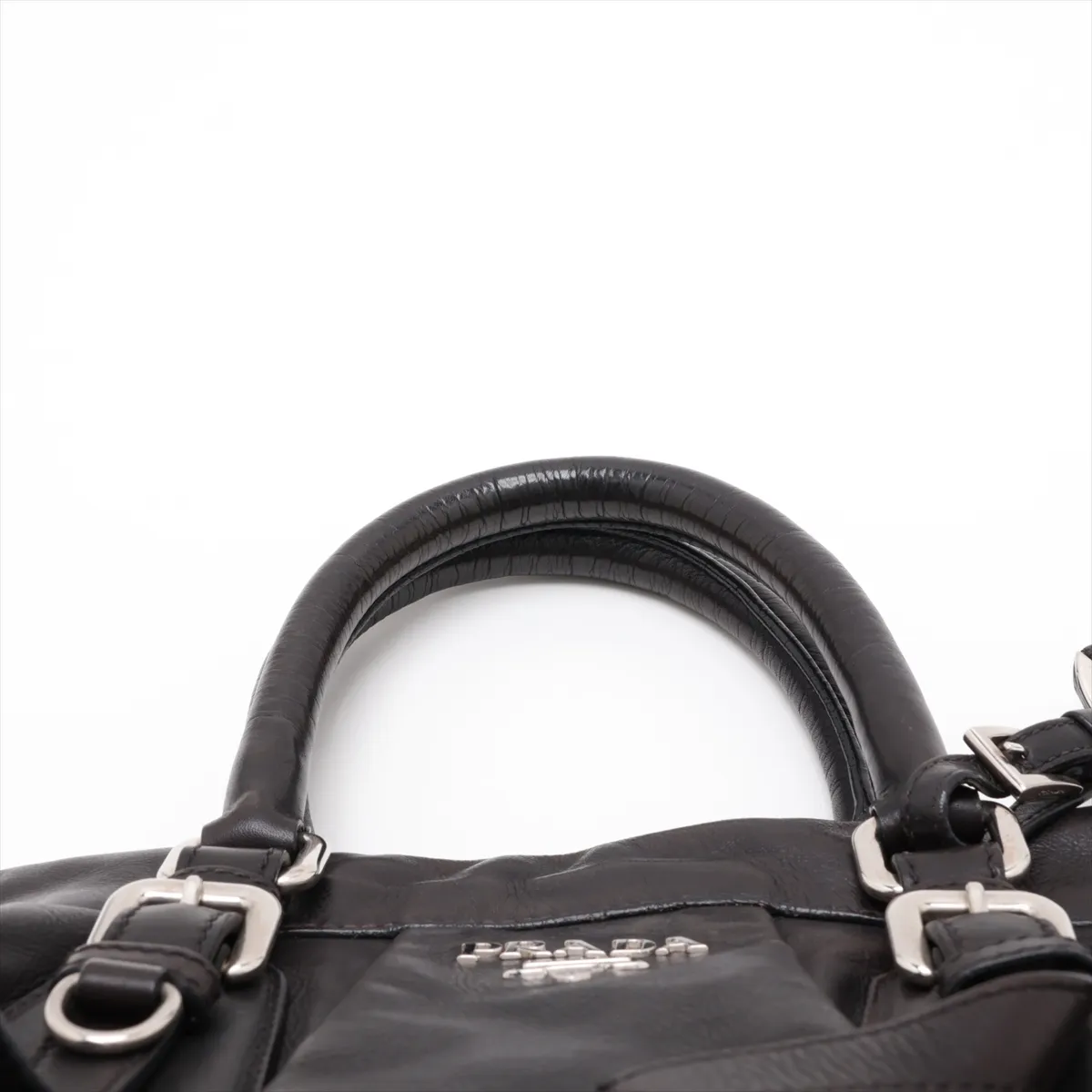 Leather 2-Way Handbag, Black — view 6