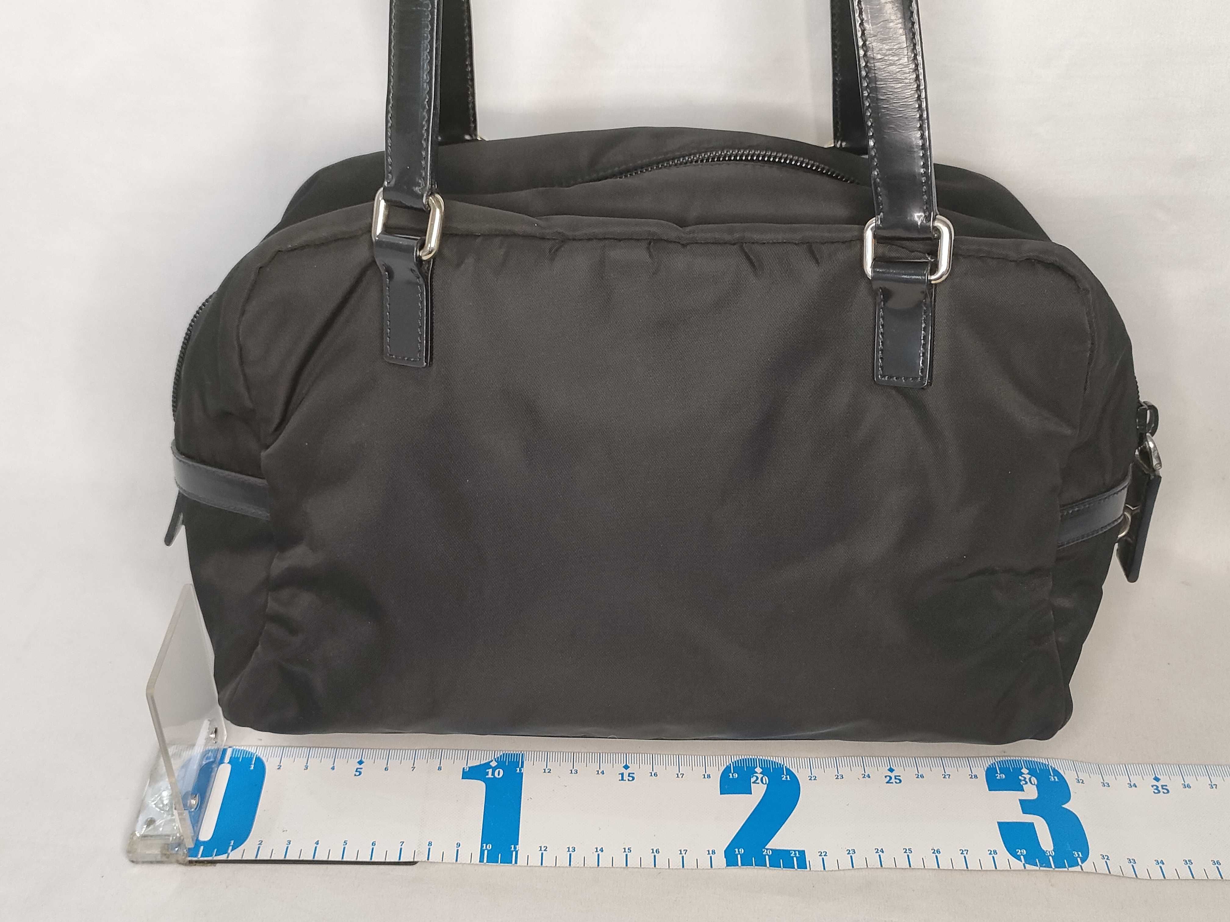 Nylon Prada Mini Boston Jacquard Nylon Leather Handbag — view 2