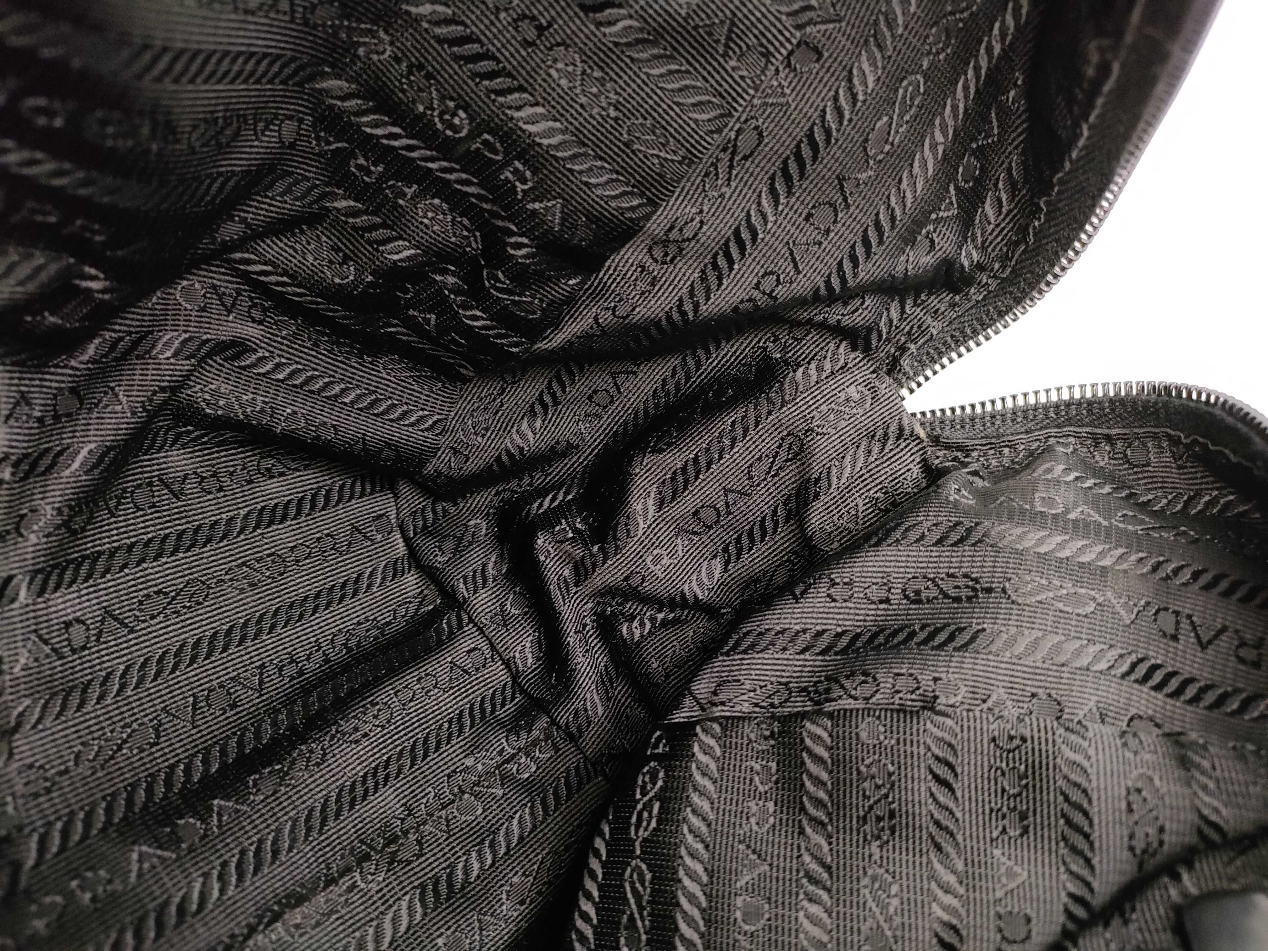 Nylon Prada Mini Boston Jacquard Nylon Leather Handbag — view 9