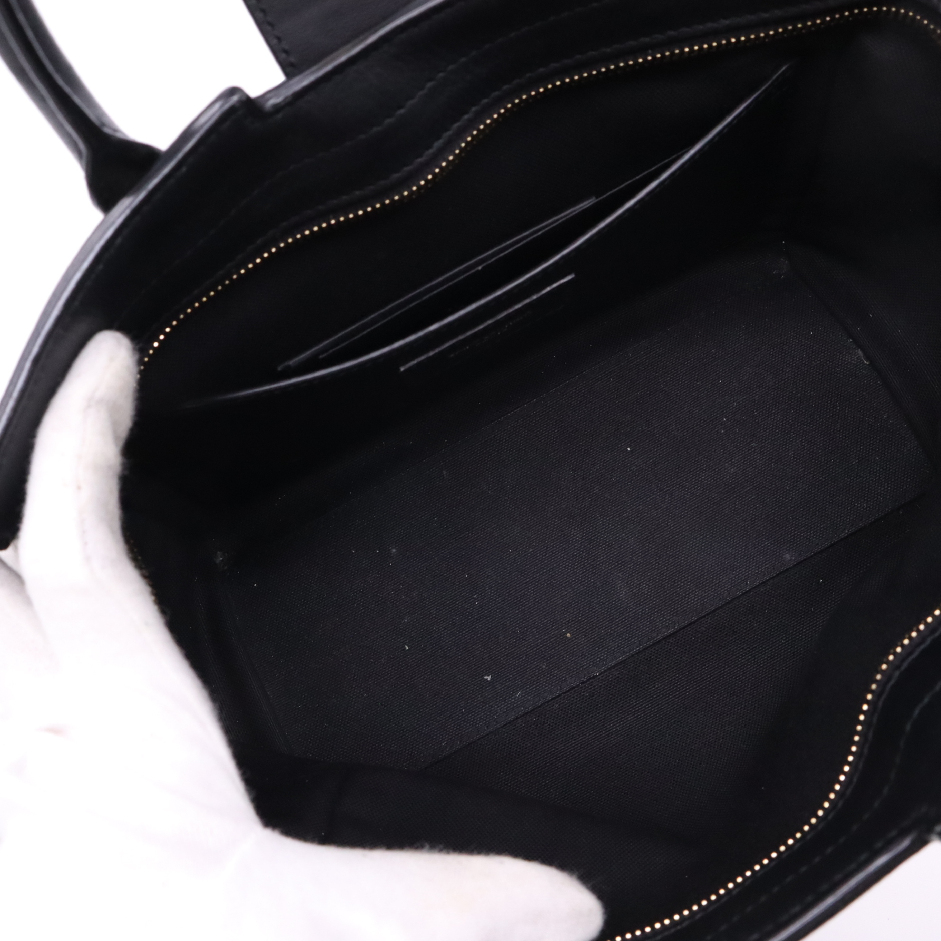 635346 Canvas x Leather Downtown Baby 2-Way Handbag, Natural x Black, with Strap — view 12
