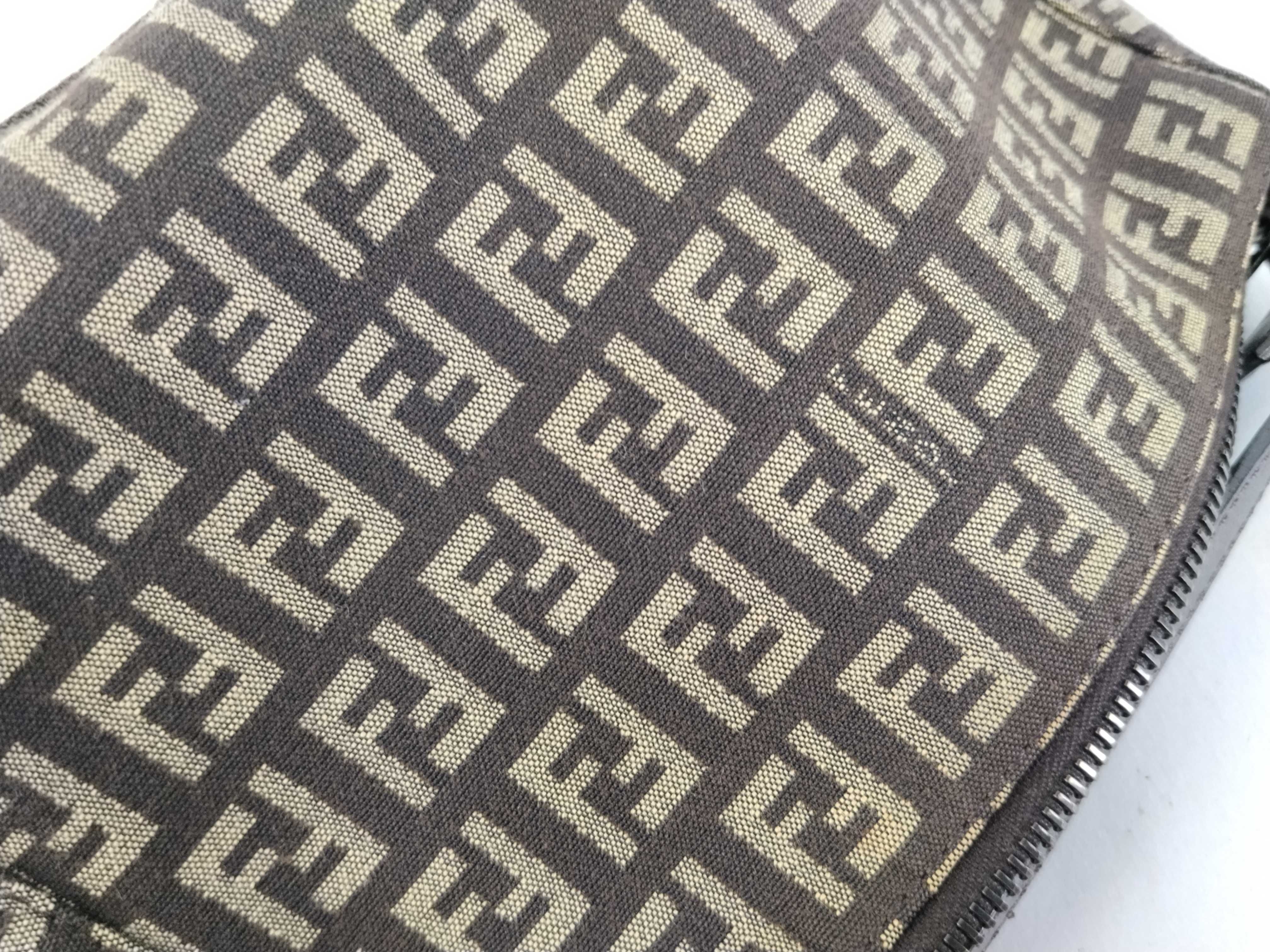 Zucca pattern Fendi Zucchino handbag, dark brown handbag — view 12