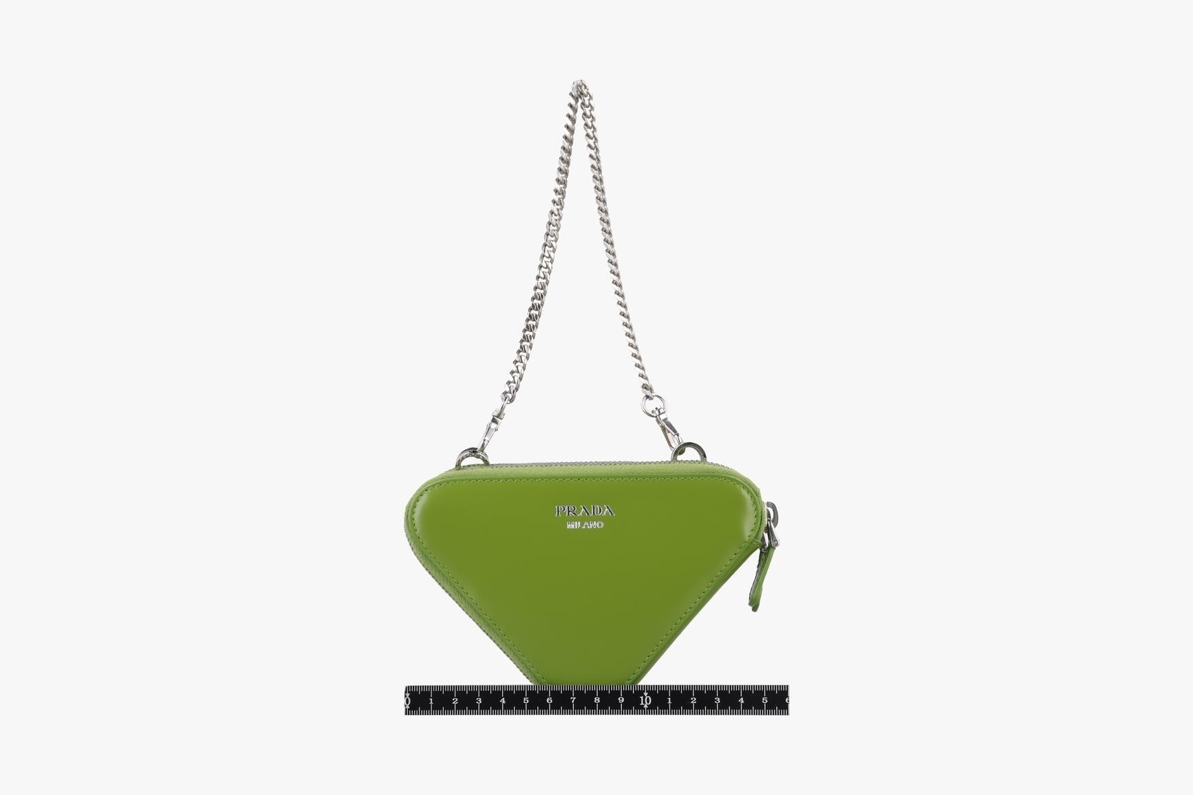 Triangle logo, Saffiano leather, green — view 2