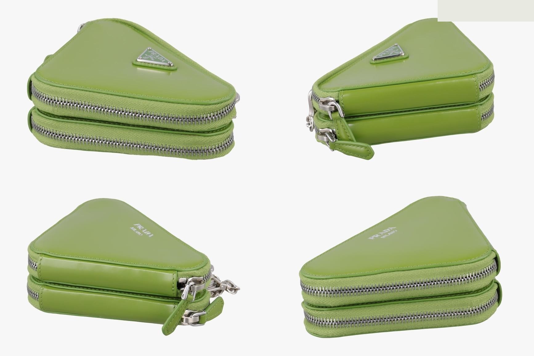 Triangle logo, Saffiano leather, green — view 4