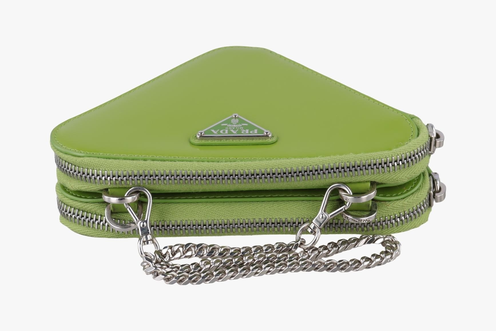 Triangle logo, Saffiano leather, green — view 5