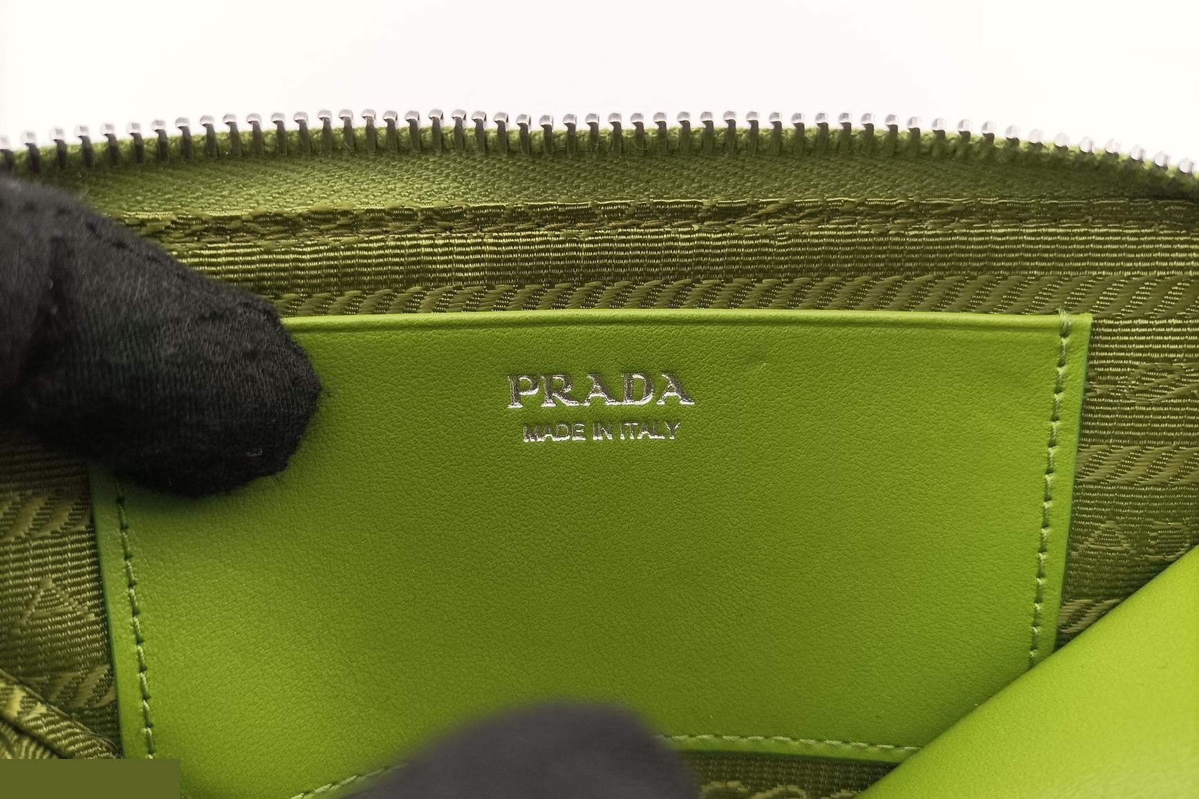 Triangle logo, Saffiano leather, green — view 7