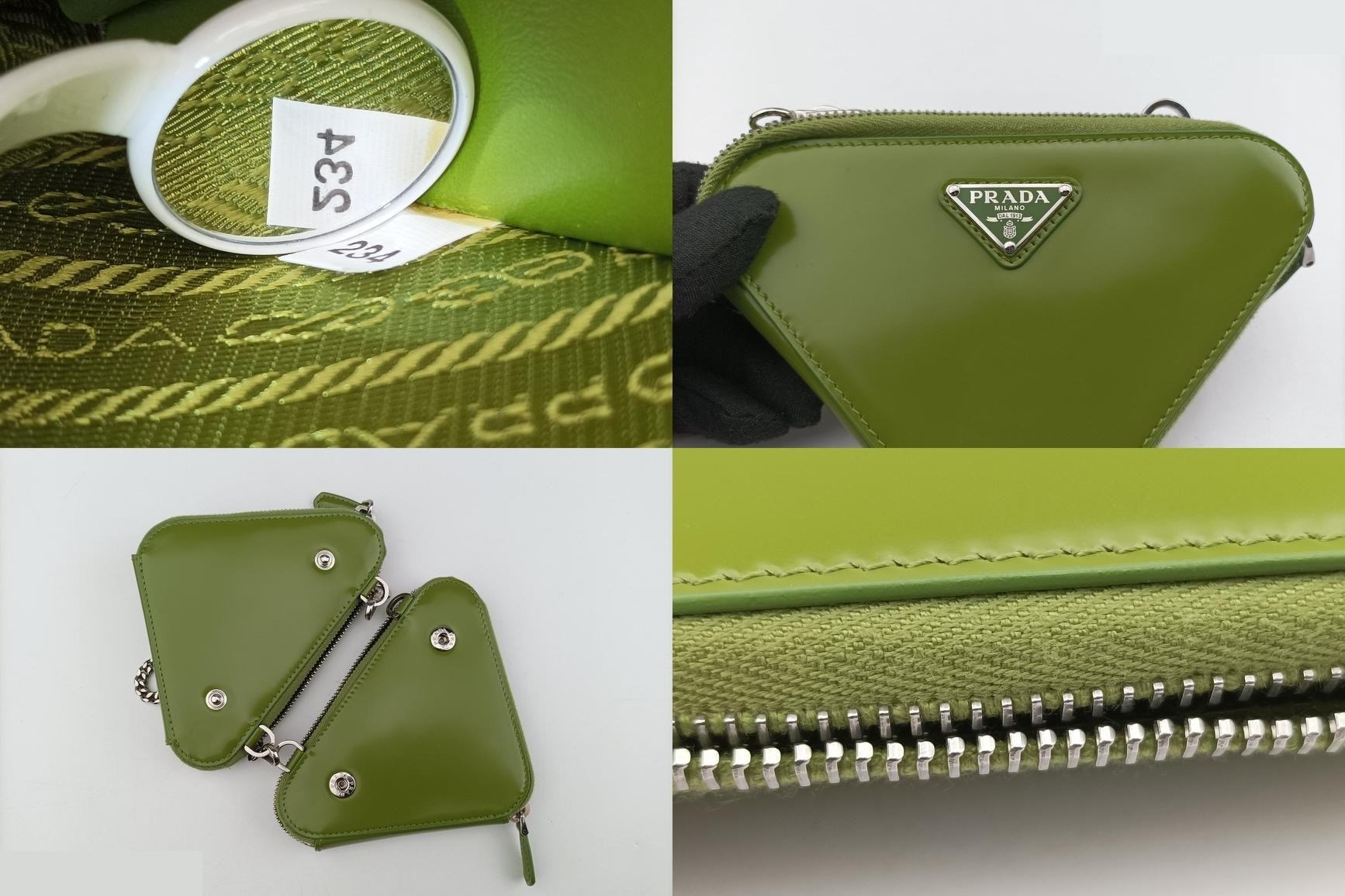 Triangle logo, Saffiano leather, green — view 8