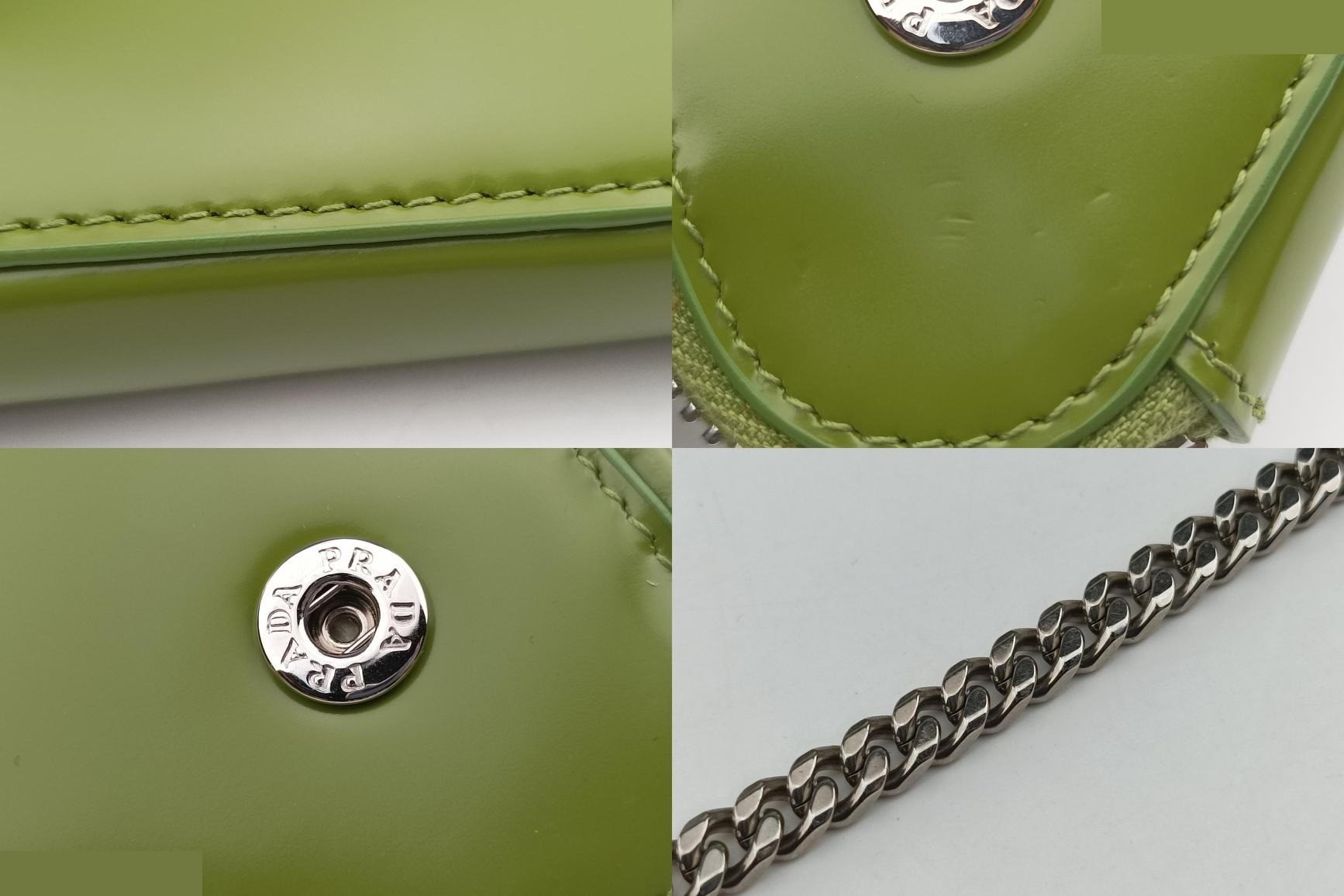 Triangle logo, Saffiano leather, green — view 10