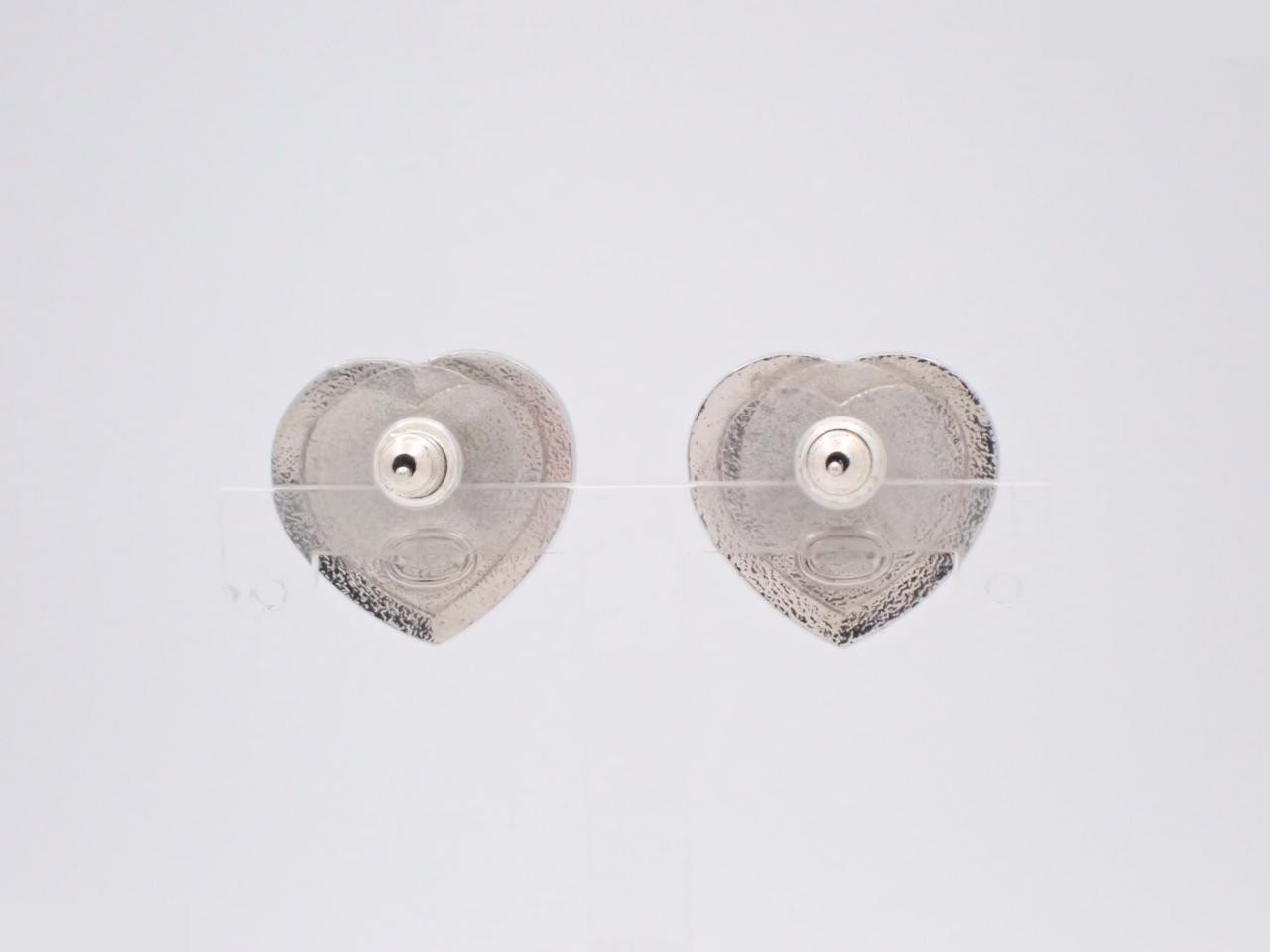 earrings, C23K gold, Coco Mark, heart design, rhinestones, 1.8cm wide. — view 2
