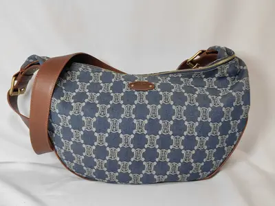 denim Macadam pattern one-shoulder bag, vintage shoulder bag