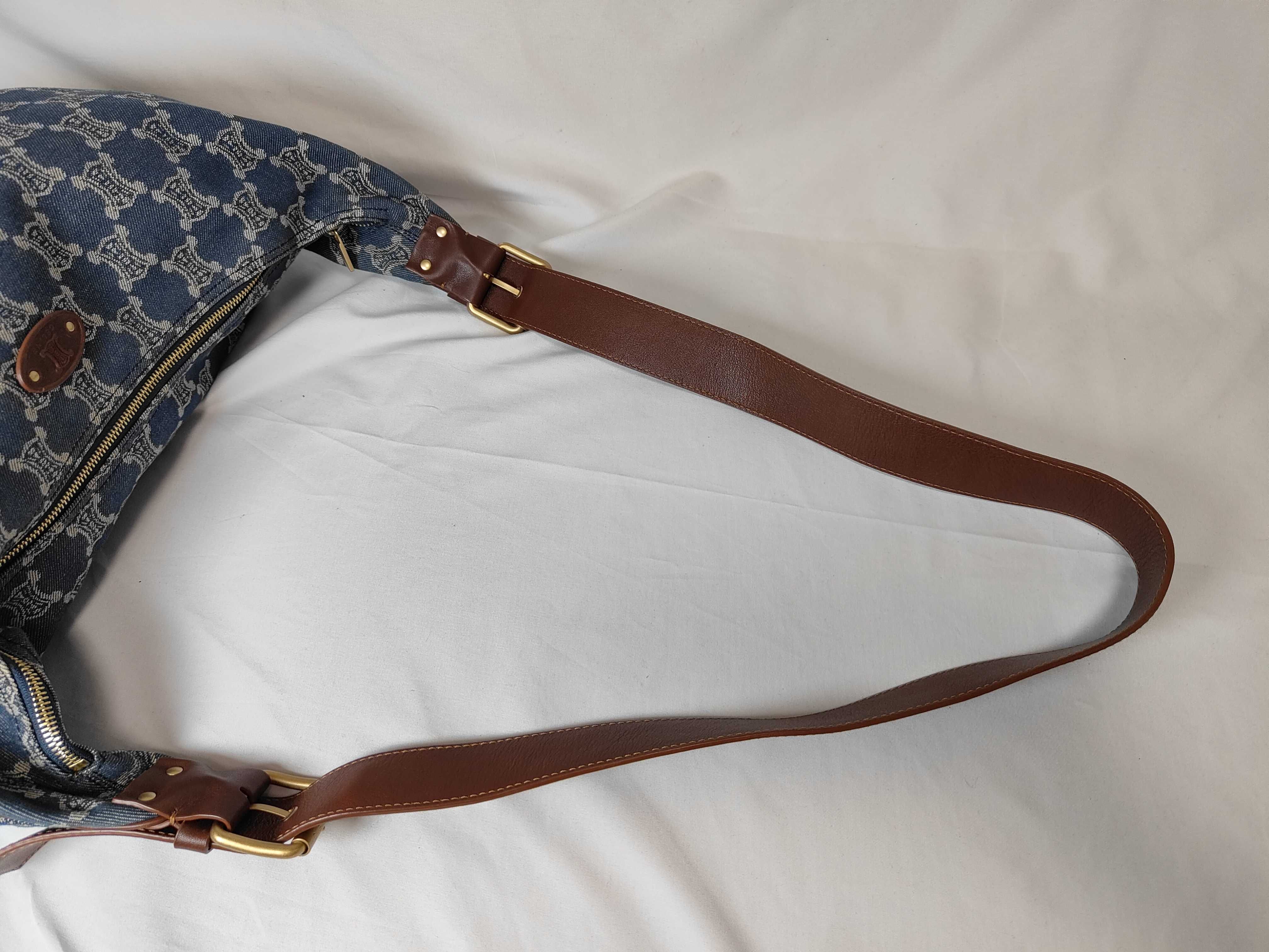 denim Macadam pattern one-shoulder bag, vintage shoulder bag — view 3