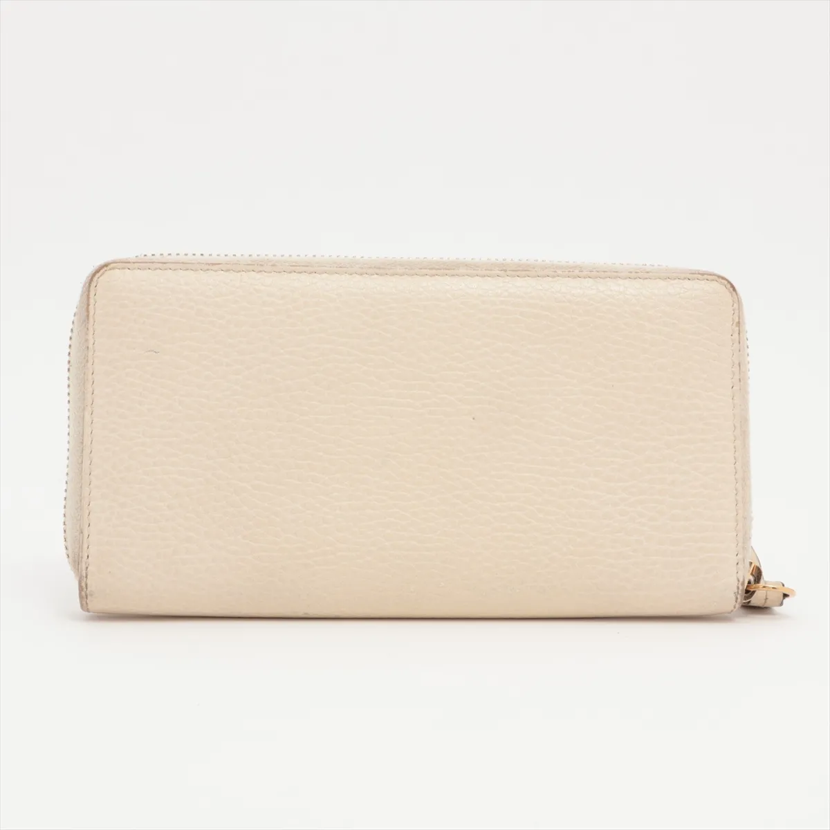 GG Marmont 456117 Leather Round Zip Wallet White — view 2