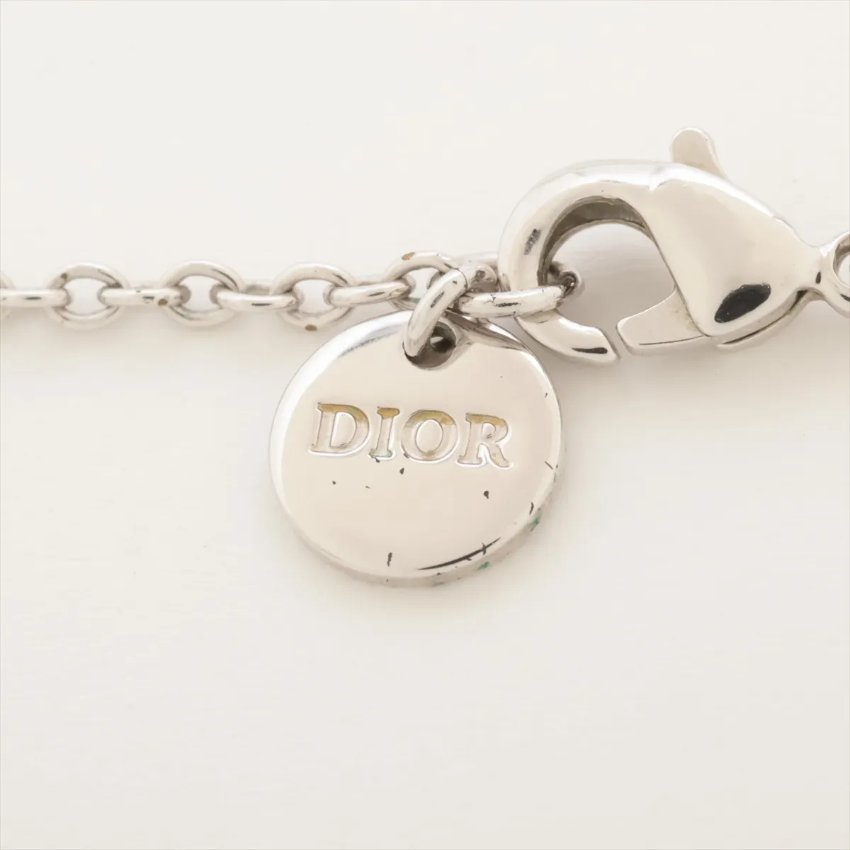 Petit CD necklace, metal and rhinestone, silver. Shows signs of wear, — view 4