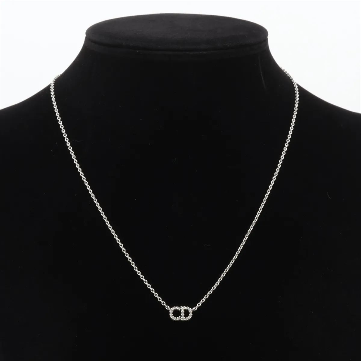 Petit CD necklace, metal and rhinestone, silver. Shows signs of wear, — view 5