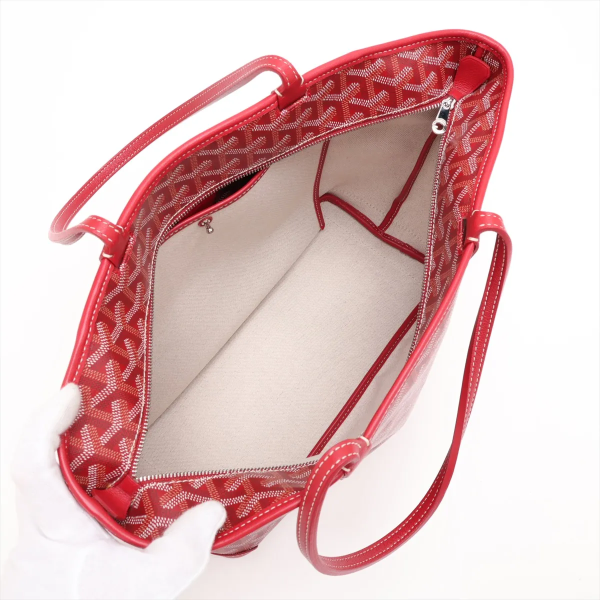 Artois PM PVC x Leather Tote Bag, Red — view 7