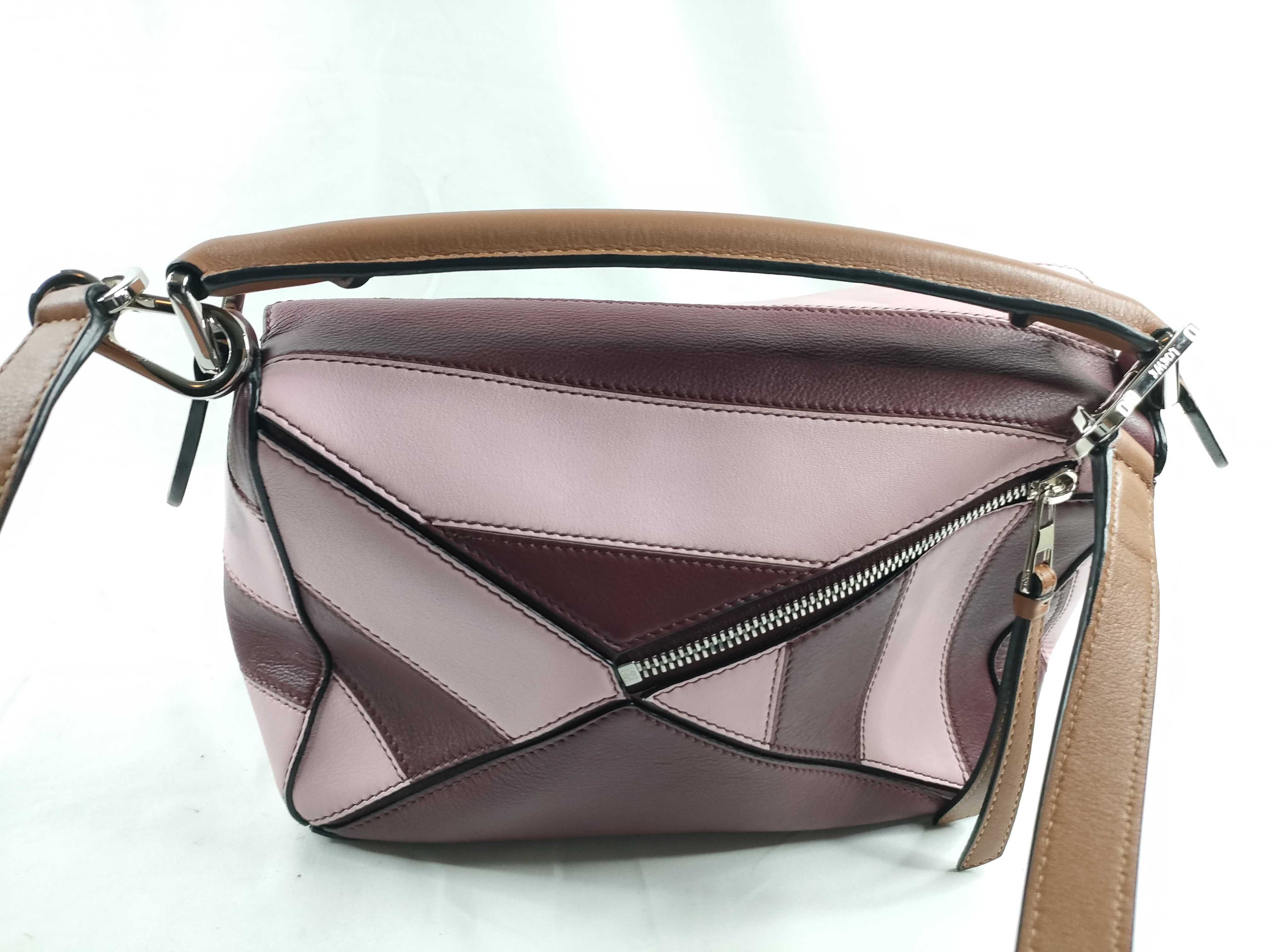 Puzzle Bag 2-Way Shoulder Bag (Pink x Bordeaux) — view 6