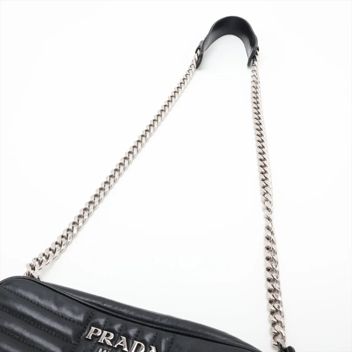Diagram Leather Chain Shoulder Bag, Black — view 5