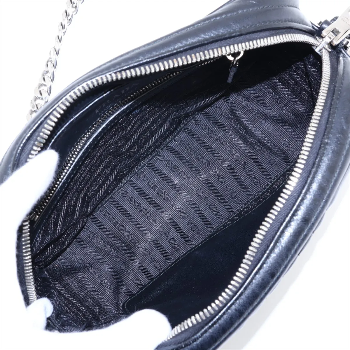 Diagram Leather Chain Shoulder Bag, Black — view 6