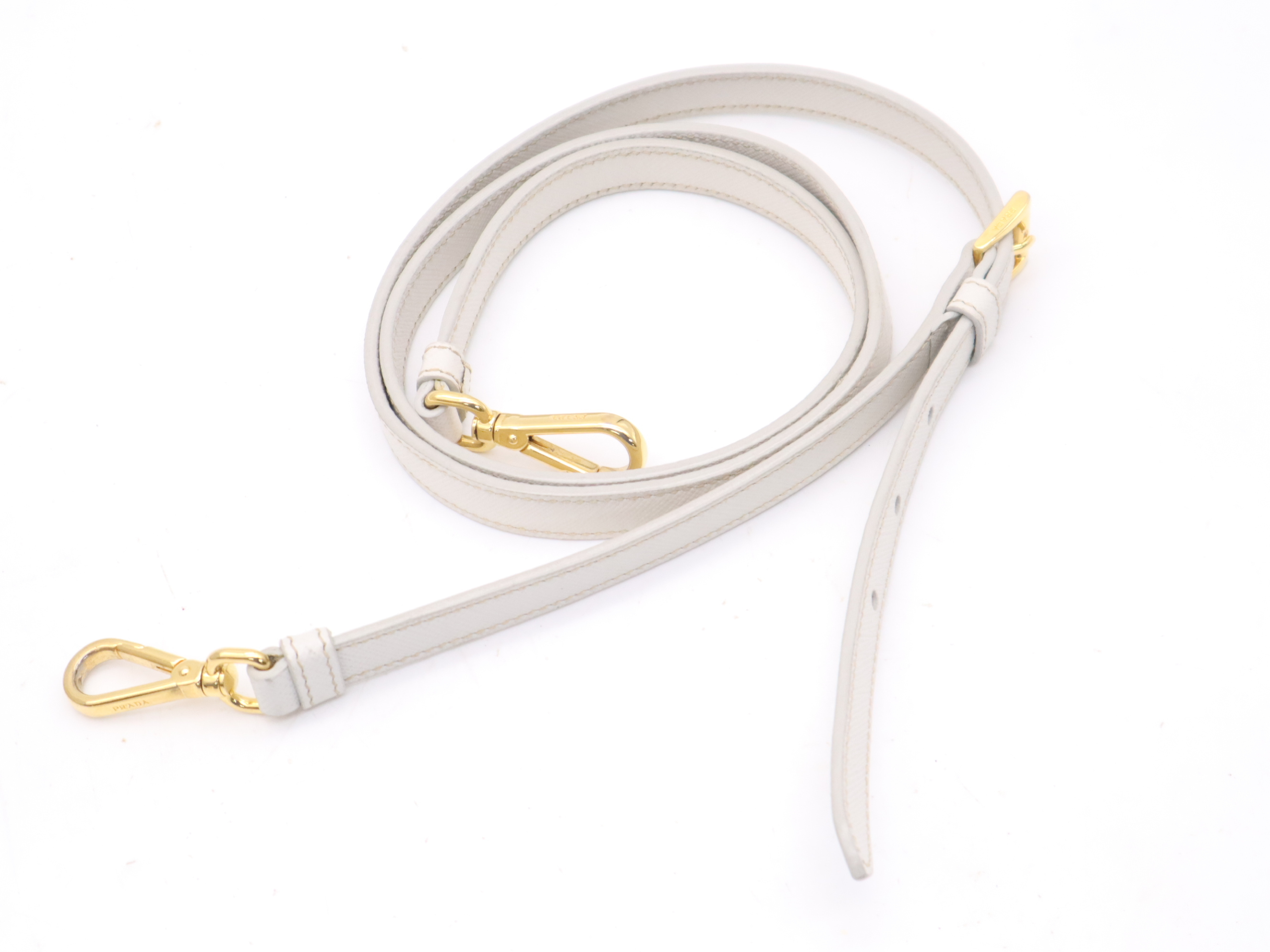 Leather Triangle Logo Shoulder Bag, White, Gold Hardware, with Shoulder Strap — view 12