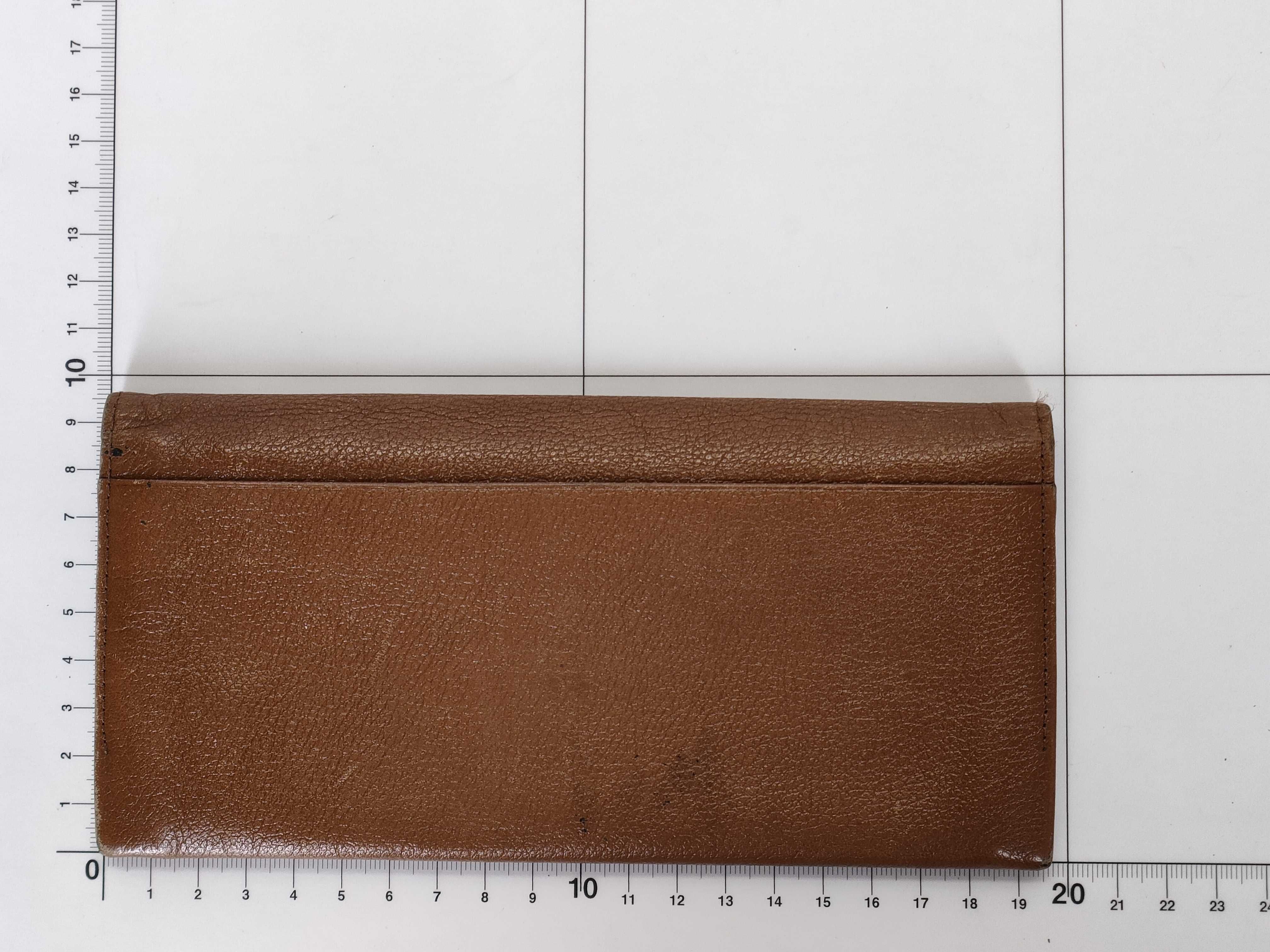 Leather Long Wallet, Vintage, YSL Logo, Brown — view 2