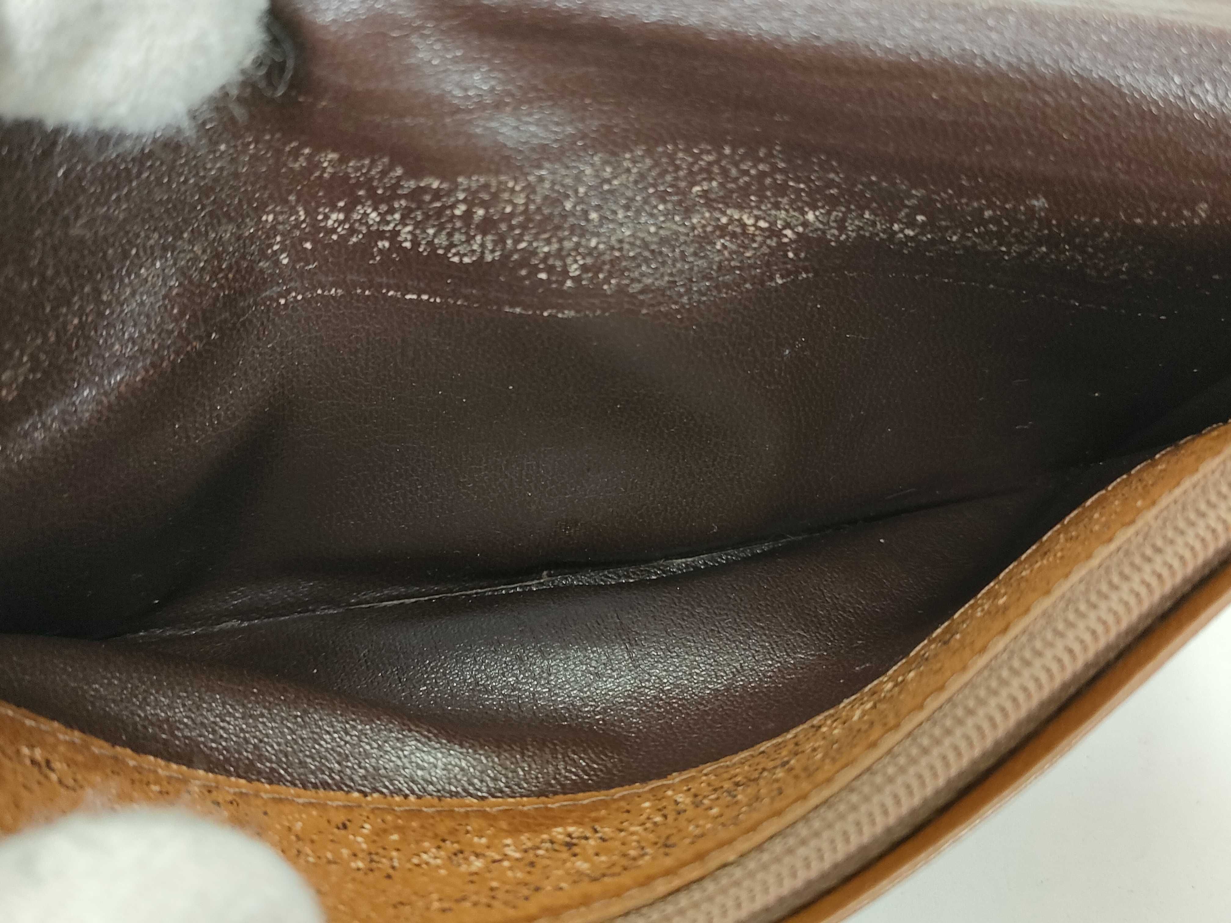 Leather Long Wallet, Vintage, YSL Logo, Brown — view 12
