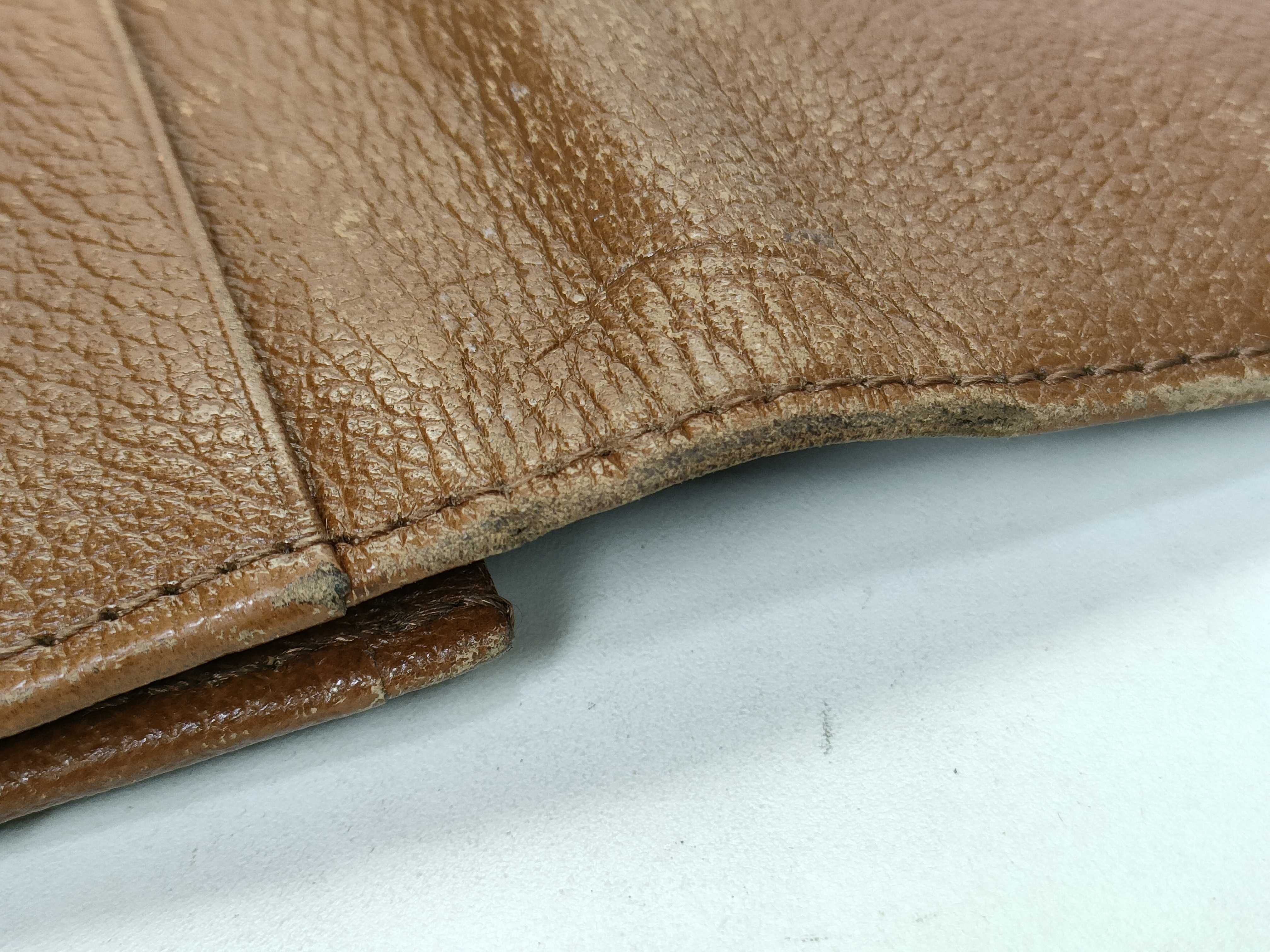 Leather Long Wallet, Vintage, YSL Logo, Brown — view 15