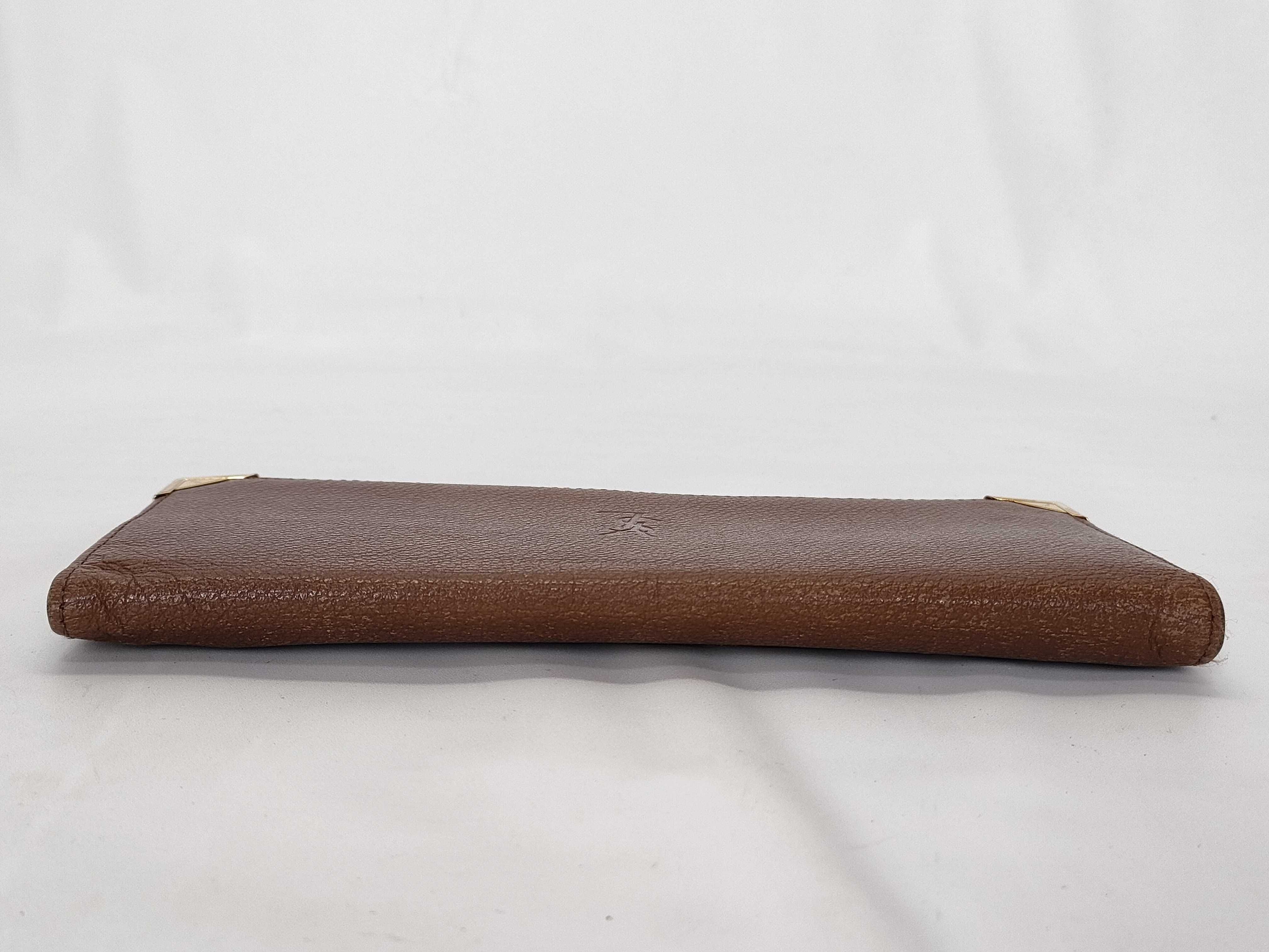 Leather Long Wallet, Vintage, YSL Logo, Brown — view 6