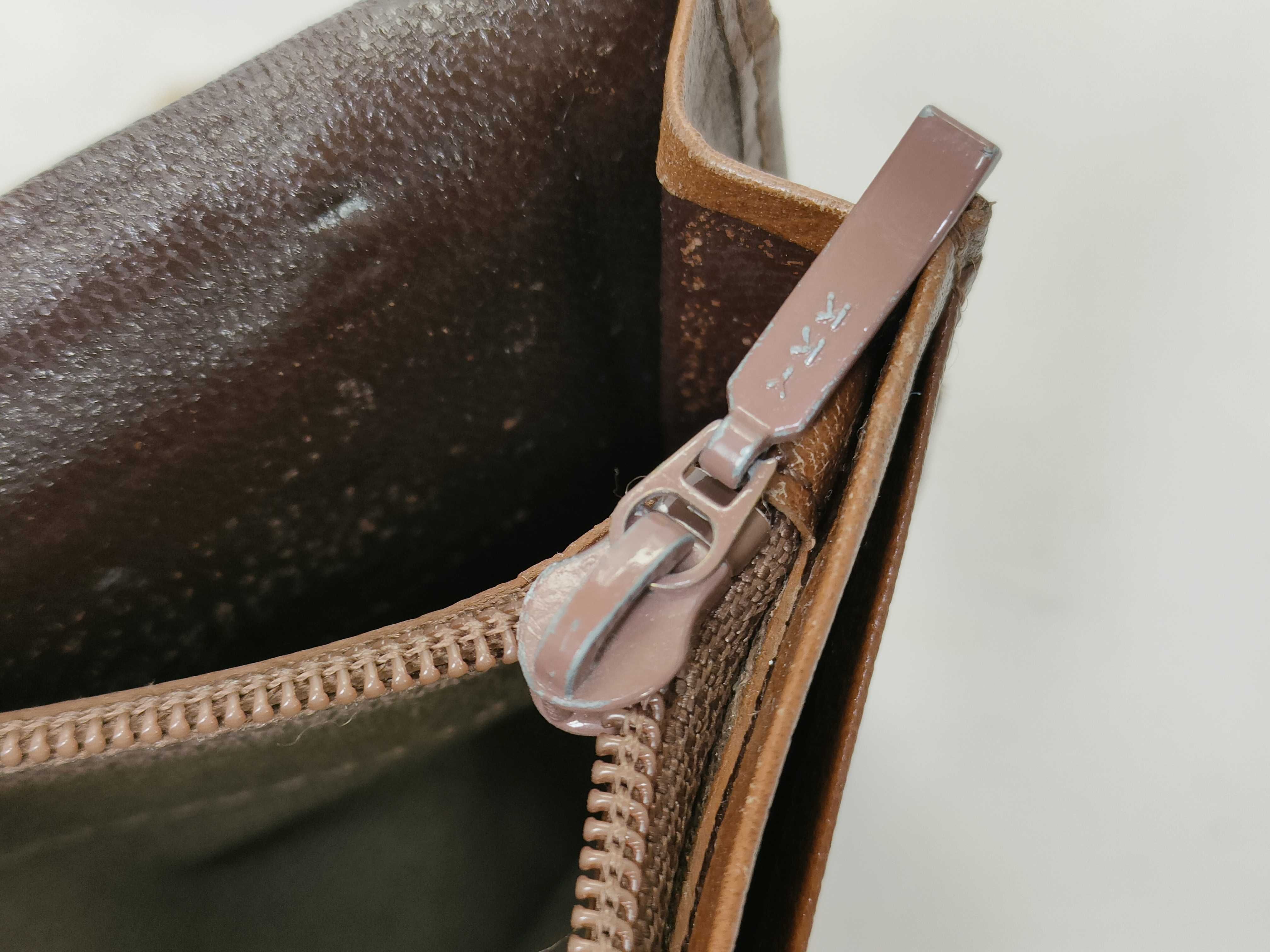 Leather Long Wallet, Vintage, YSL Logo, Brown — view 7