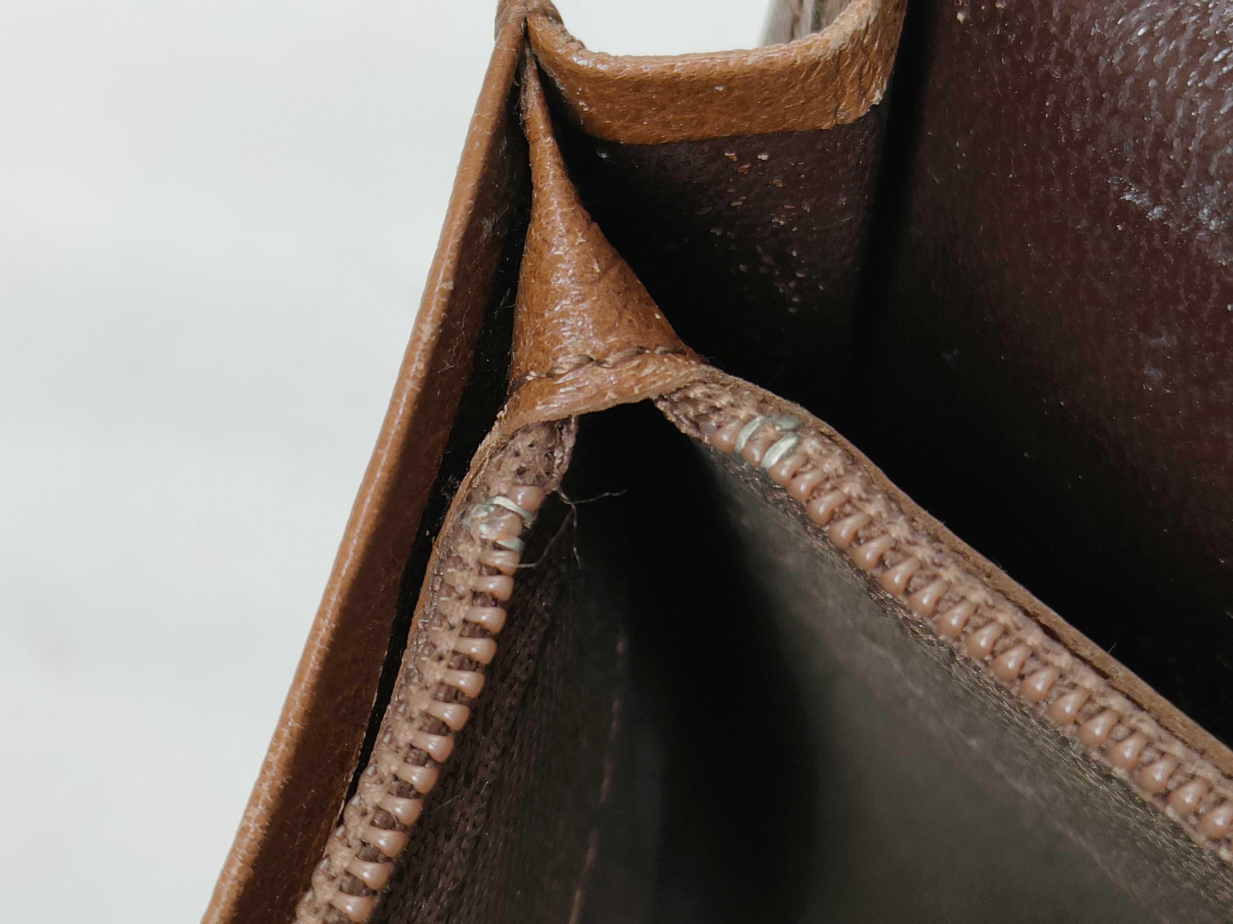 Leather Long Wallet, Vintage, YSL Logo, Brown — view 9