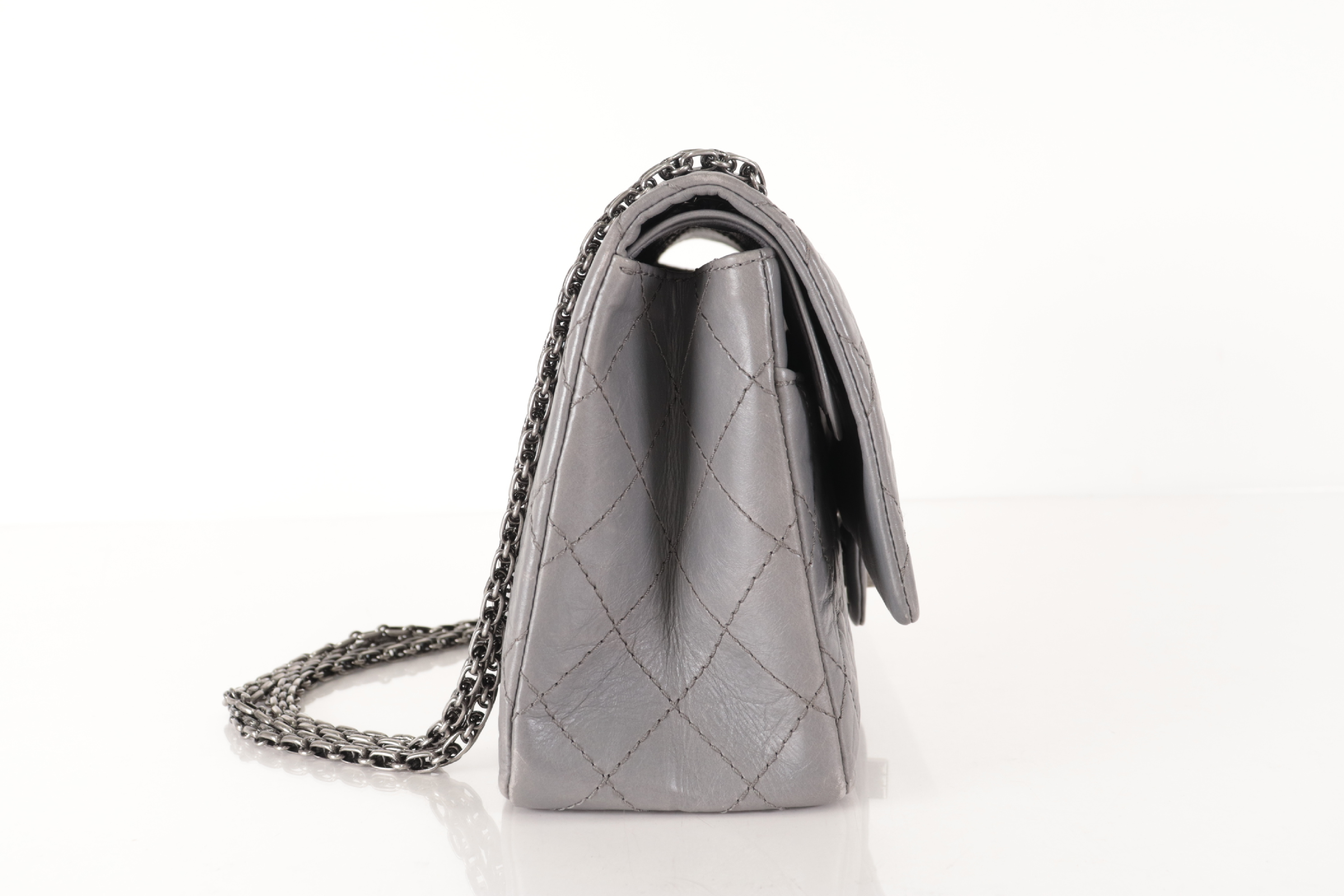 Double Flap 2.55 Chain Shoulder Bag, Gray, Series 14 (Shoulder Bag) — view 3