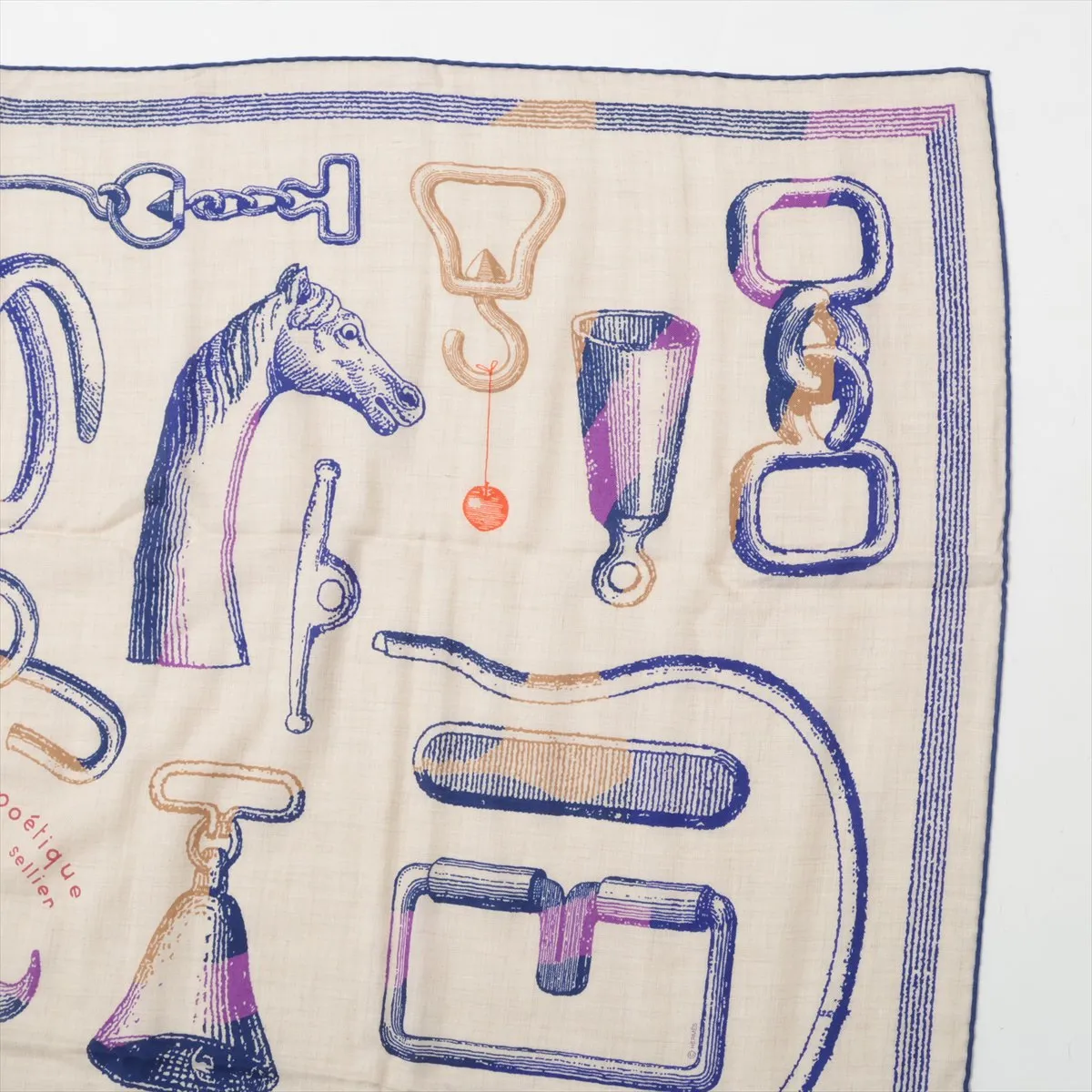 scarf, cashmere x silk, beige, with wear, — view 3