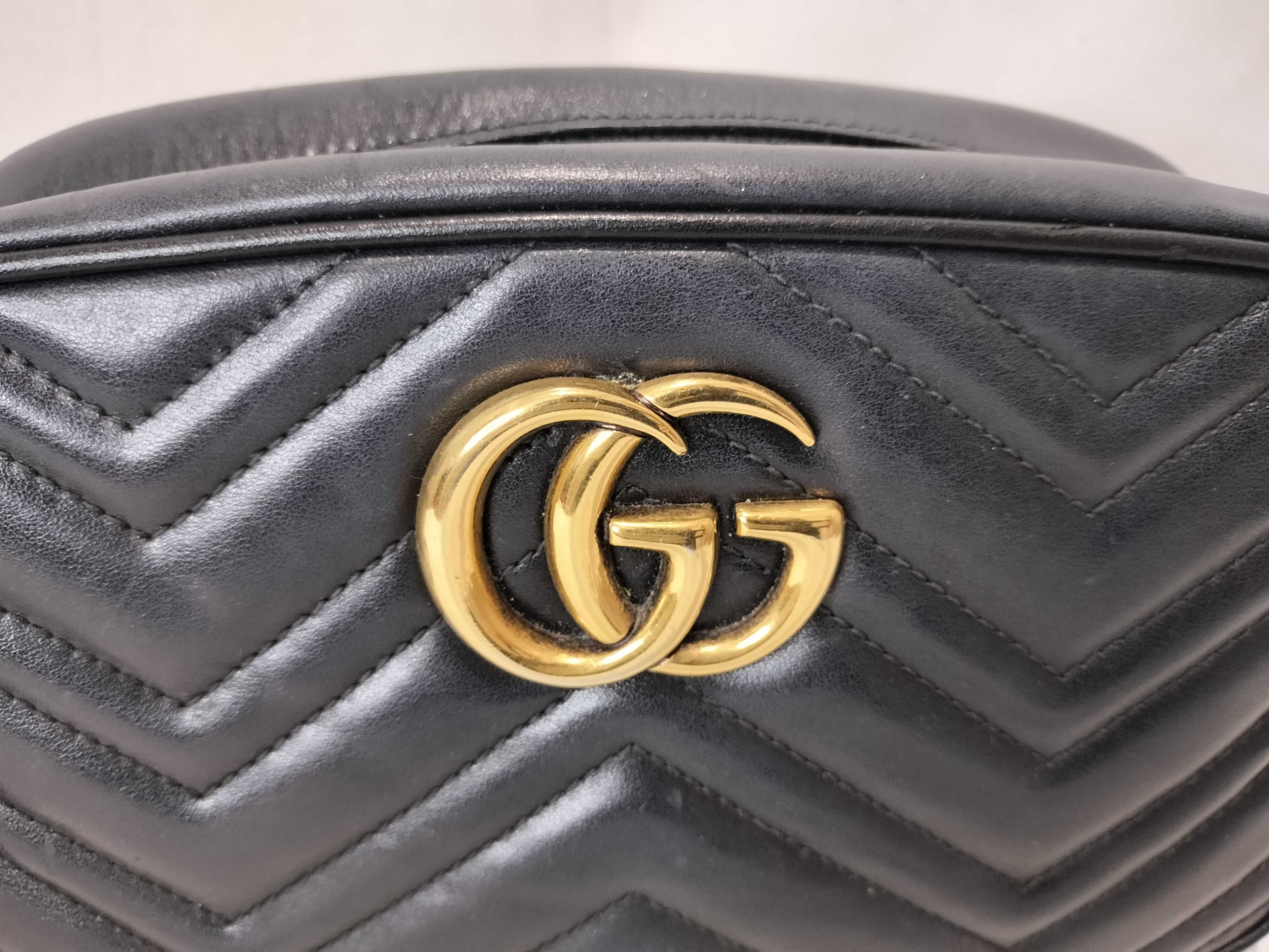 GG Marmont 447632 Shoulder Bag, Leather, Black/Repaired — view 2