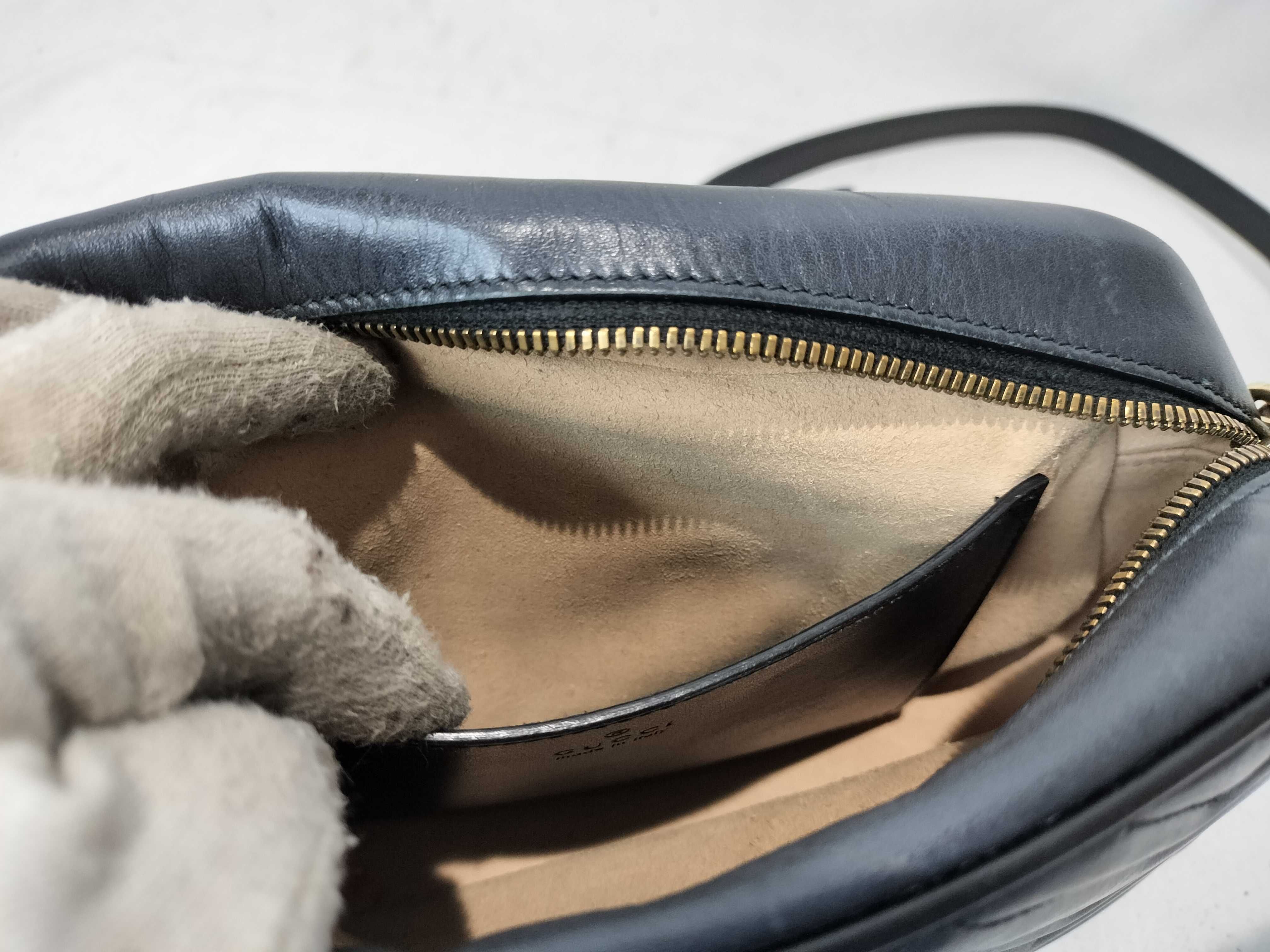 GG Marmont 447632 Shoulder Bag, Leather, Black/Repaired — view 12