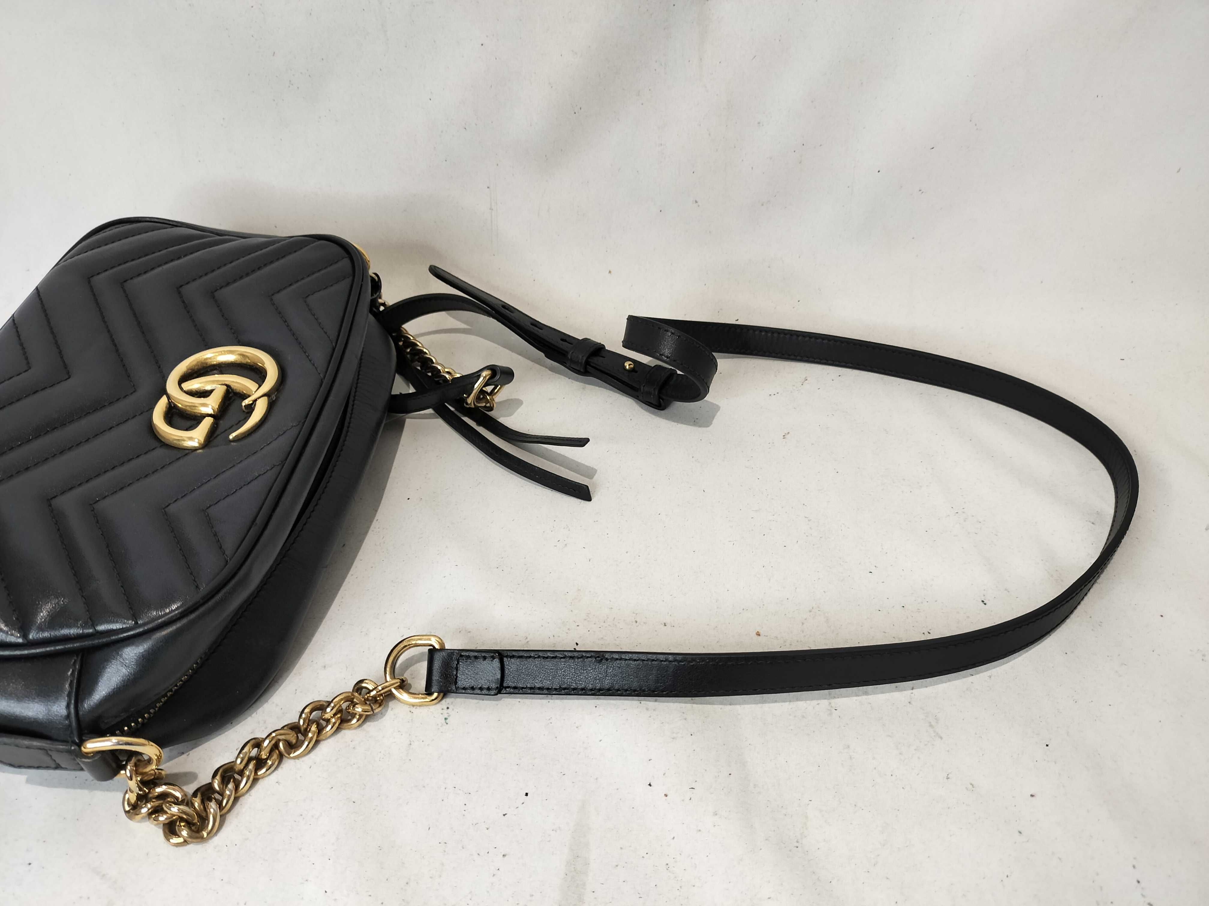 GG Marmont 447632 Shoulder Bag, Leather, Black/Repaired — view 4