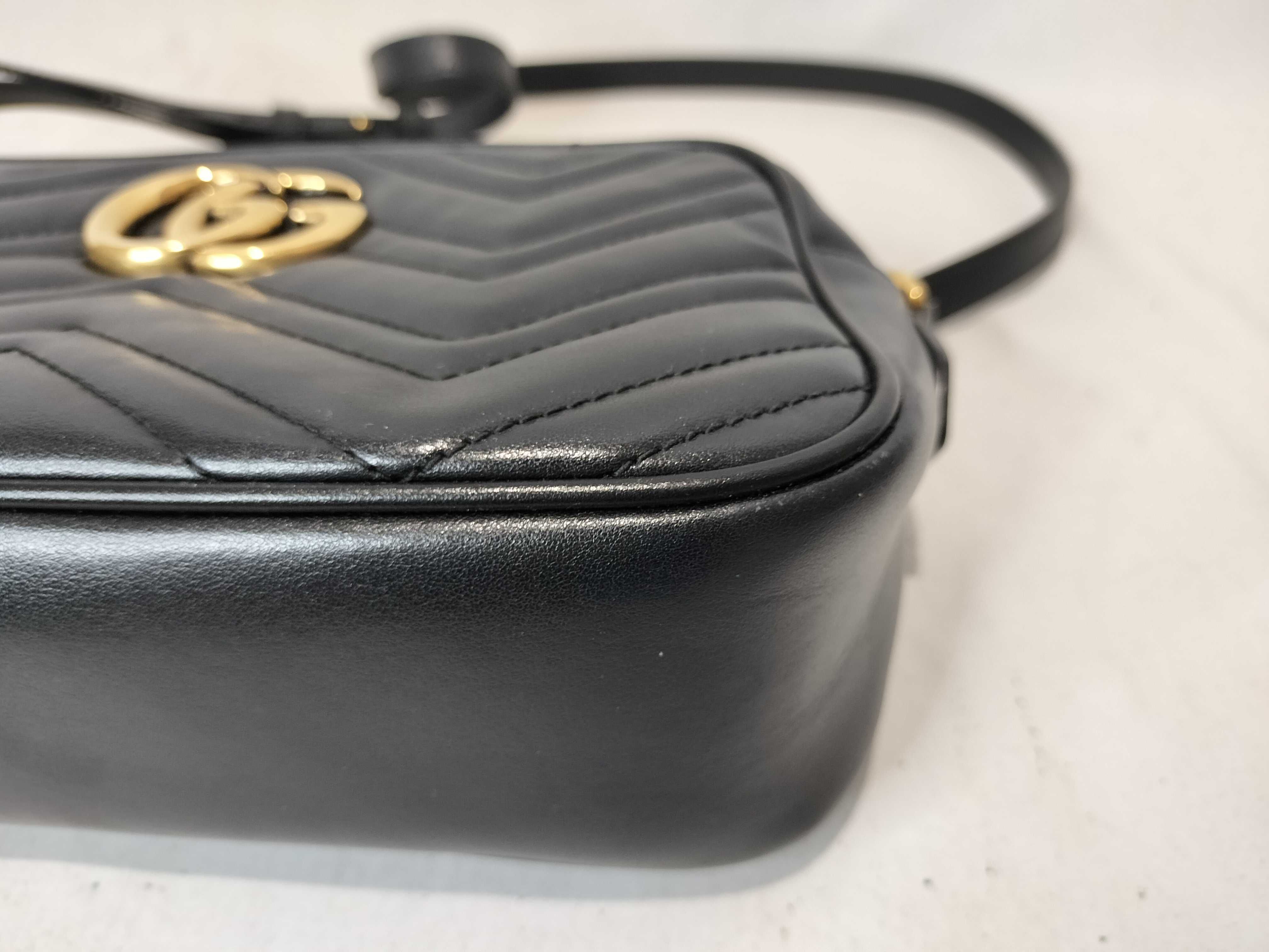 GG Marmont 447632 Shoulder Bag, Leather, Black/Repaired — view 7