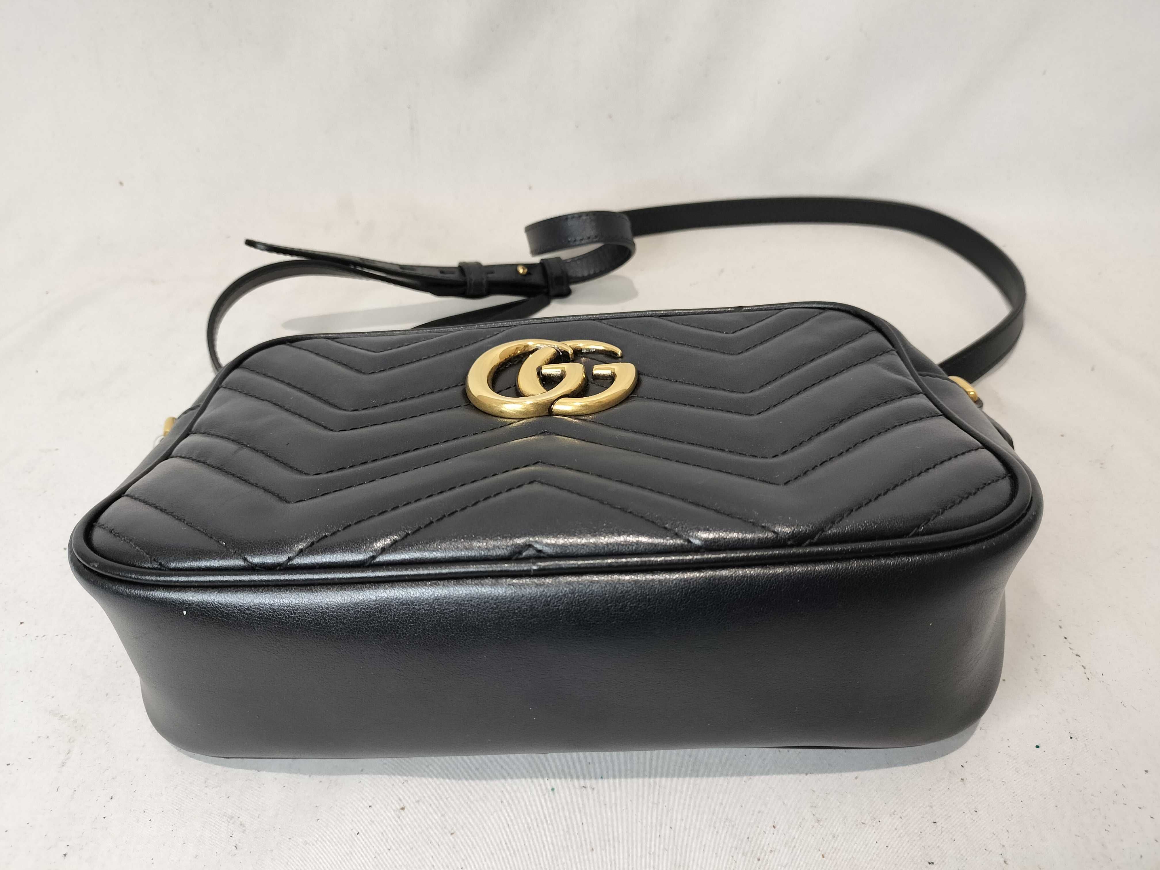 GG Marmont 447632 Shoulder Bag, Leather, Black/Repaired — view 8