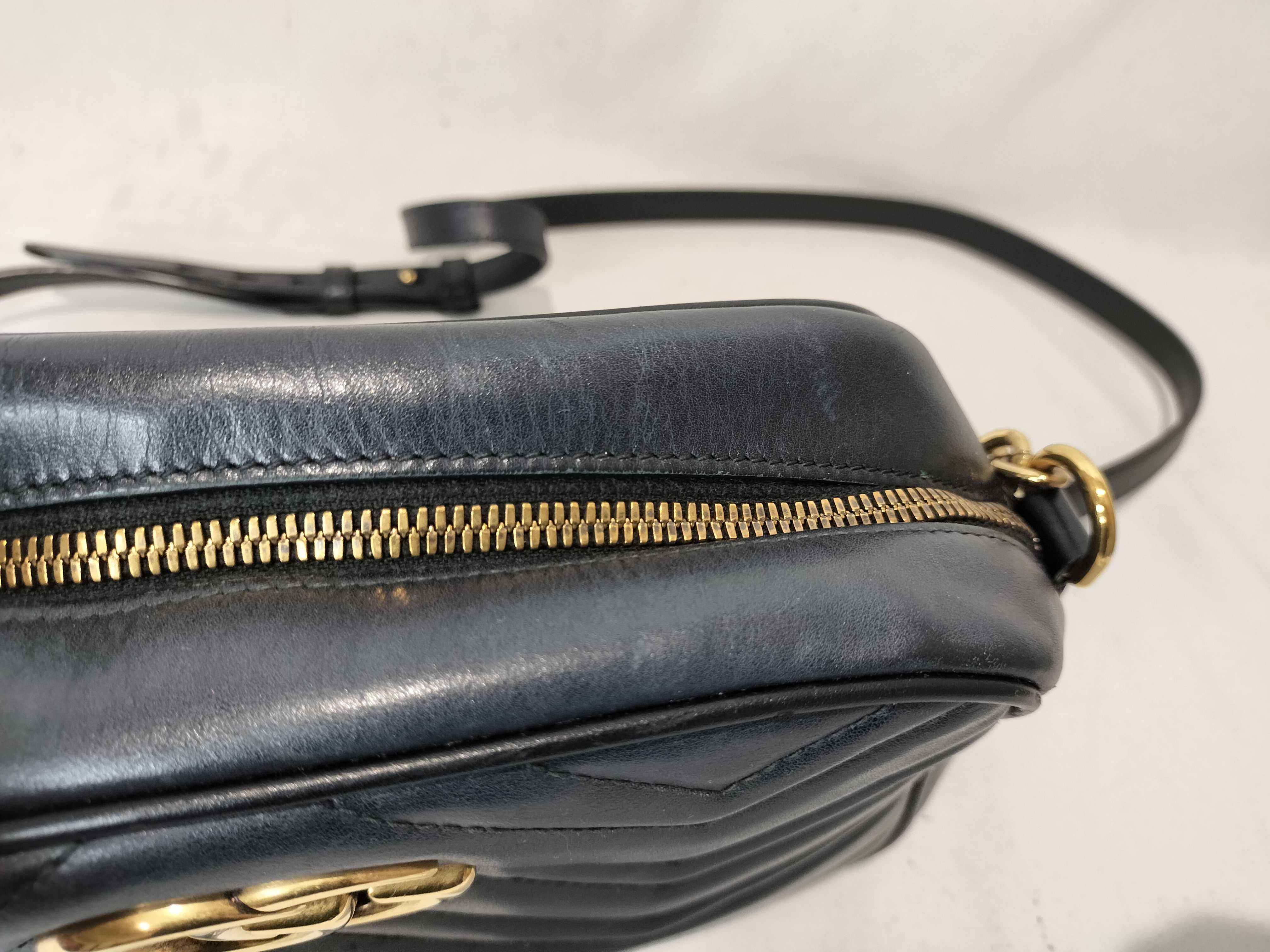 GG Marmont 447632 Shoulder Bag, Leather, Black/Repaired — view 9