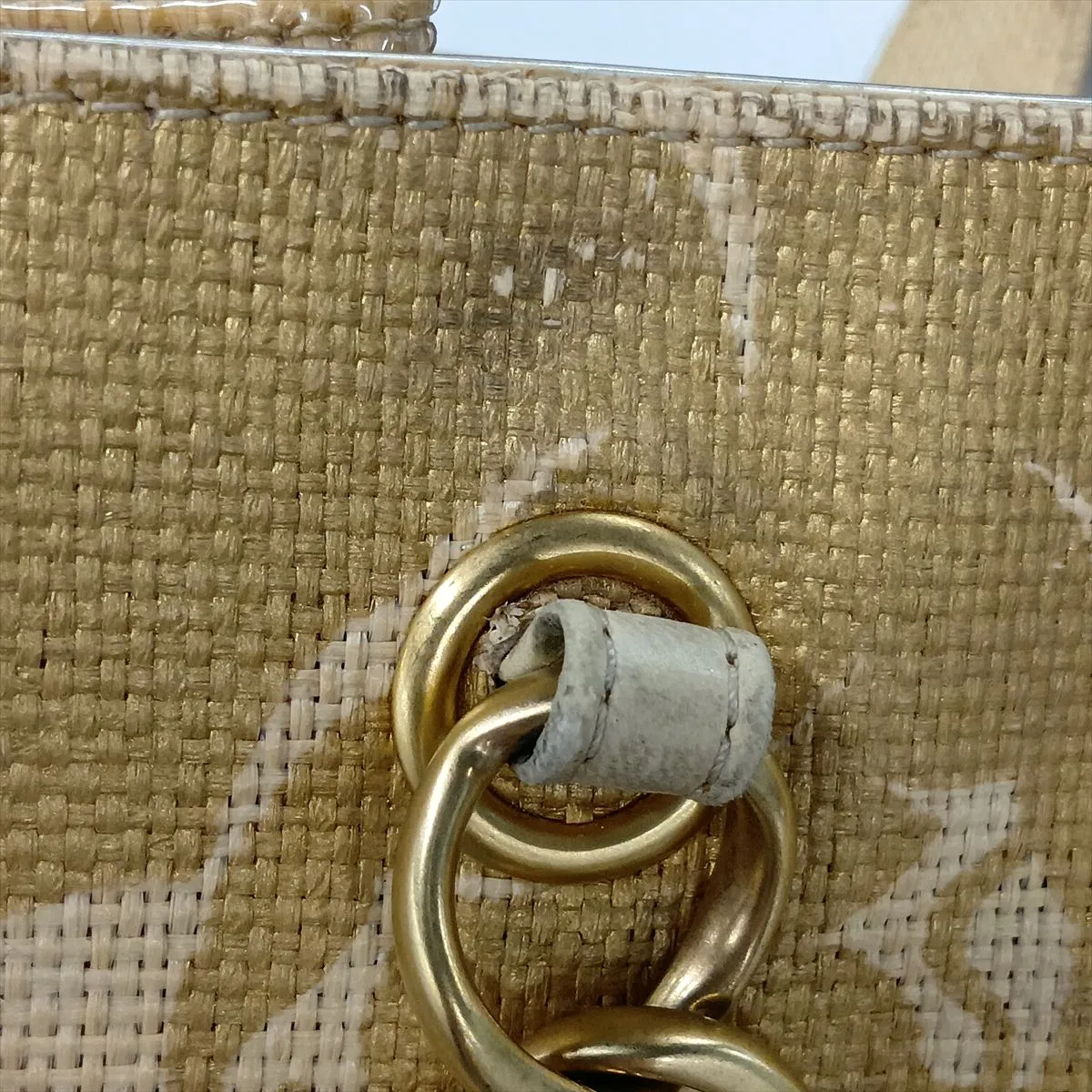 Camellia Straw x Vinyl Chain Shoulder Bag, Coco Mark, Beige, Gold Hardware, 8896250, Series 8 — view 11
