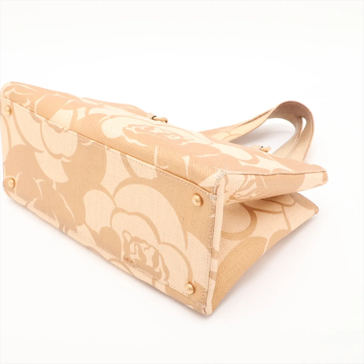 Camellia Straw x Vinyl Chain Shoulder Bag, Coco Mark, Beige, Gold Hardware, 8896250, Series 8 — view 3